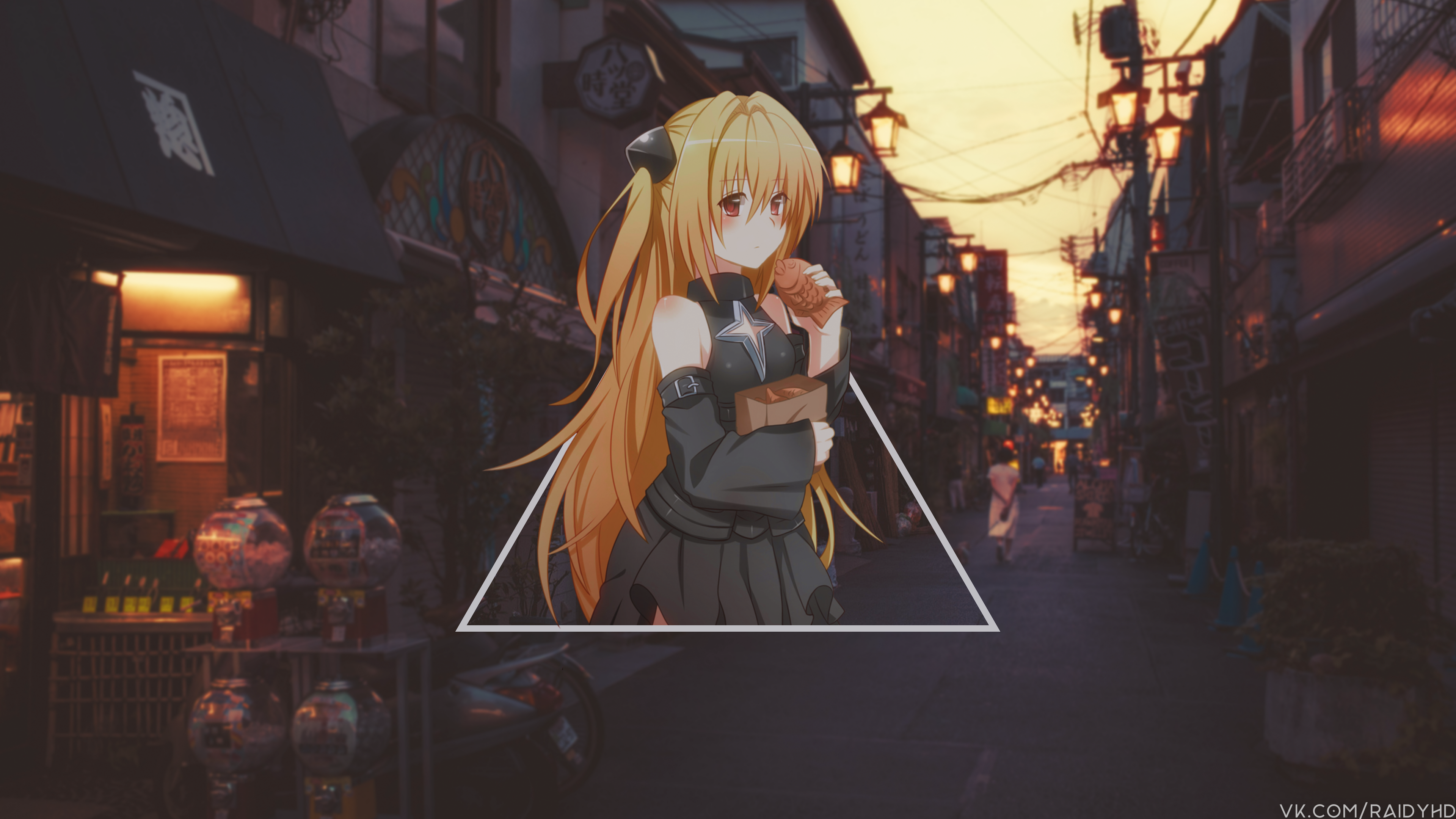 To Love-ru anime girl with blonde hair eating taiyaki HD Wallpaper
