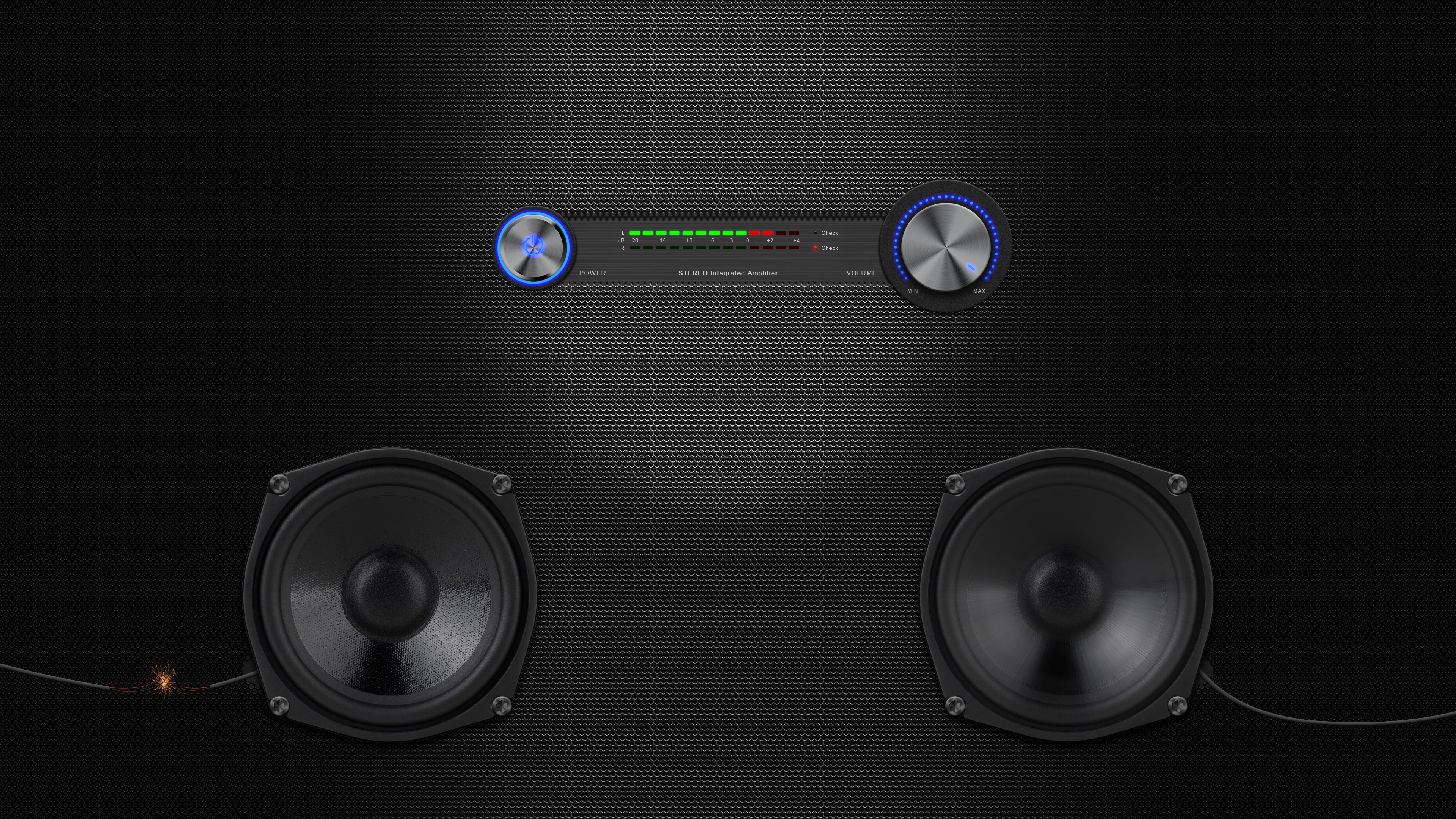 Stereo Integrated Amplifier with Speakers and Spark HD Wallpaper