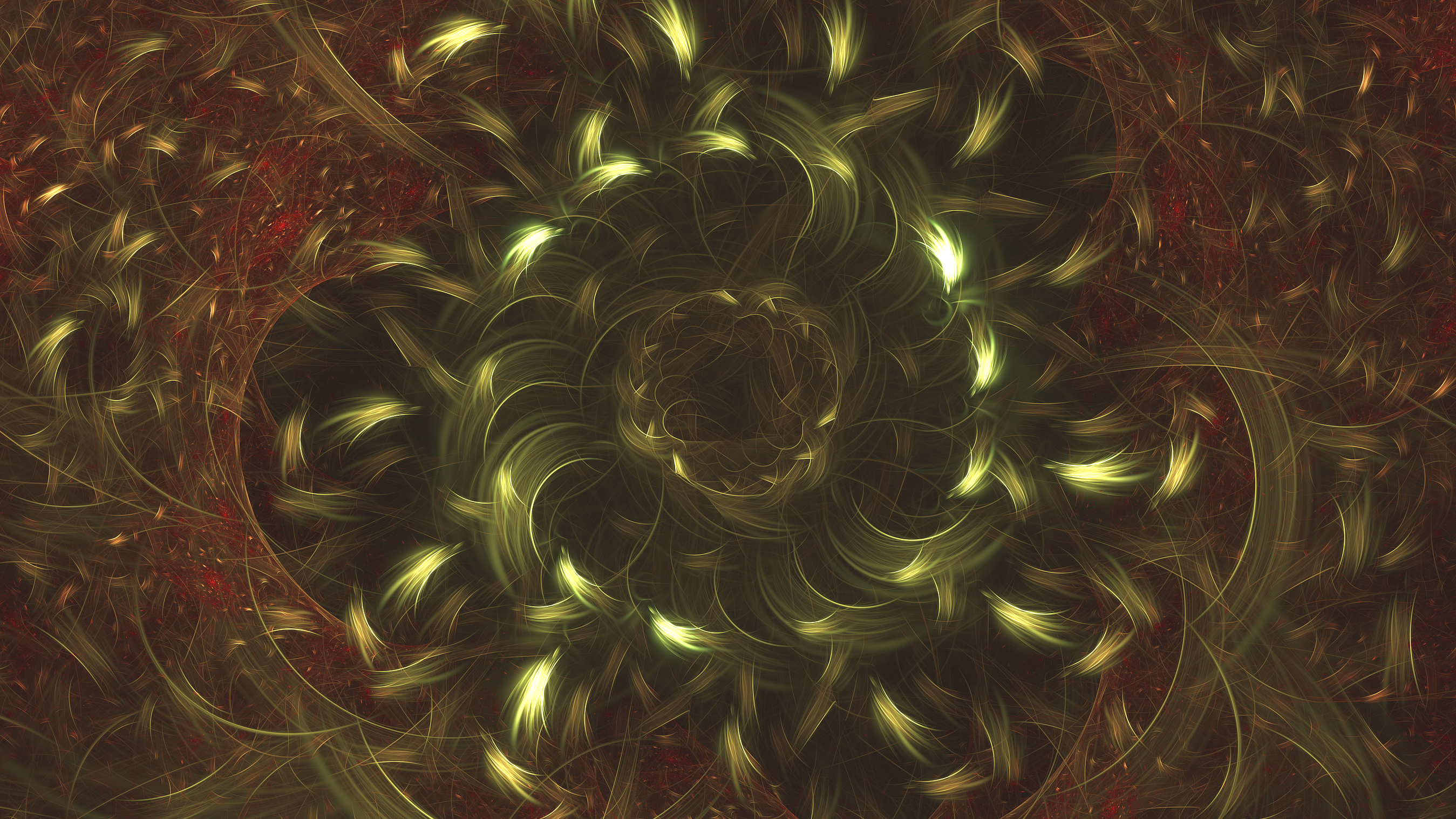 Abstract fractal with golden and red swirls HD Wallpaper