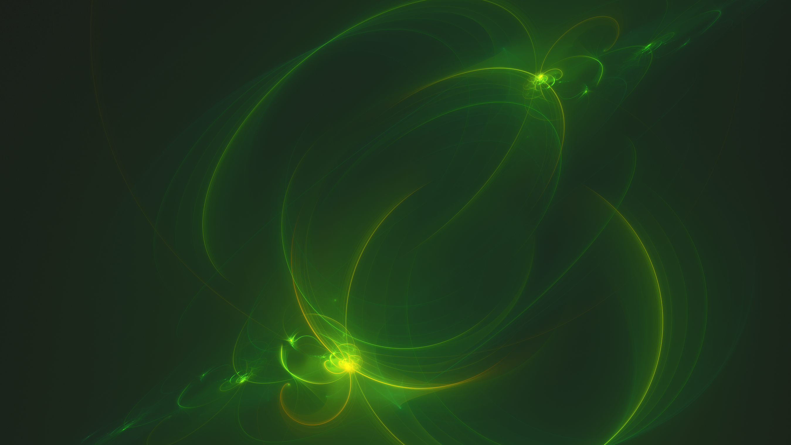 Abstract fractal patterns in green and yellow HD Wallpaper