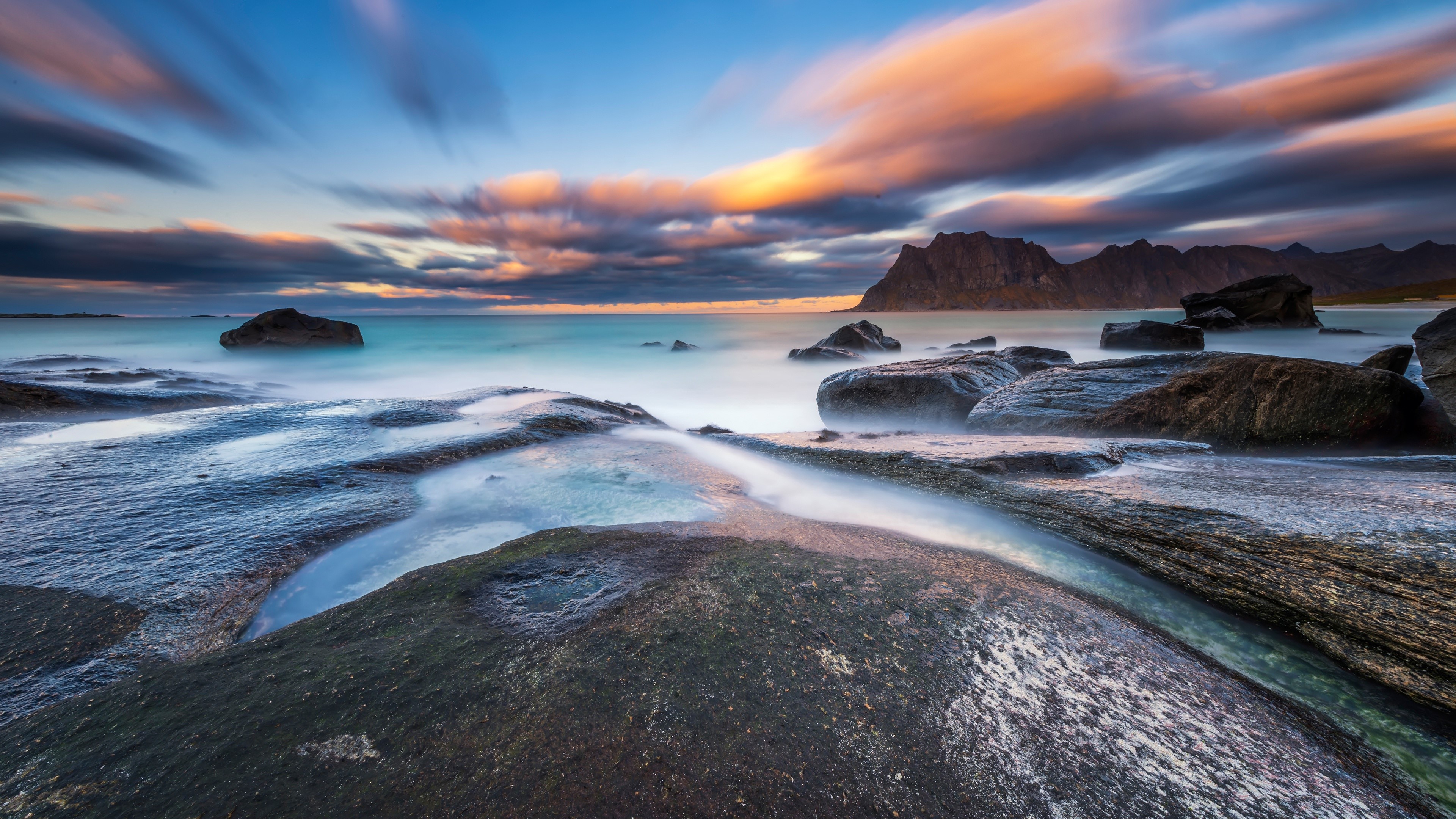 4K sea nature clouds sky HD Wallpaper