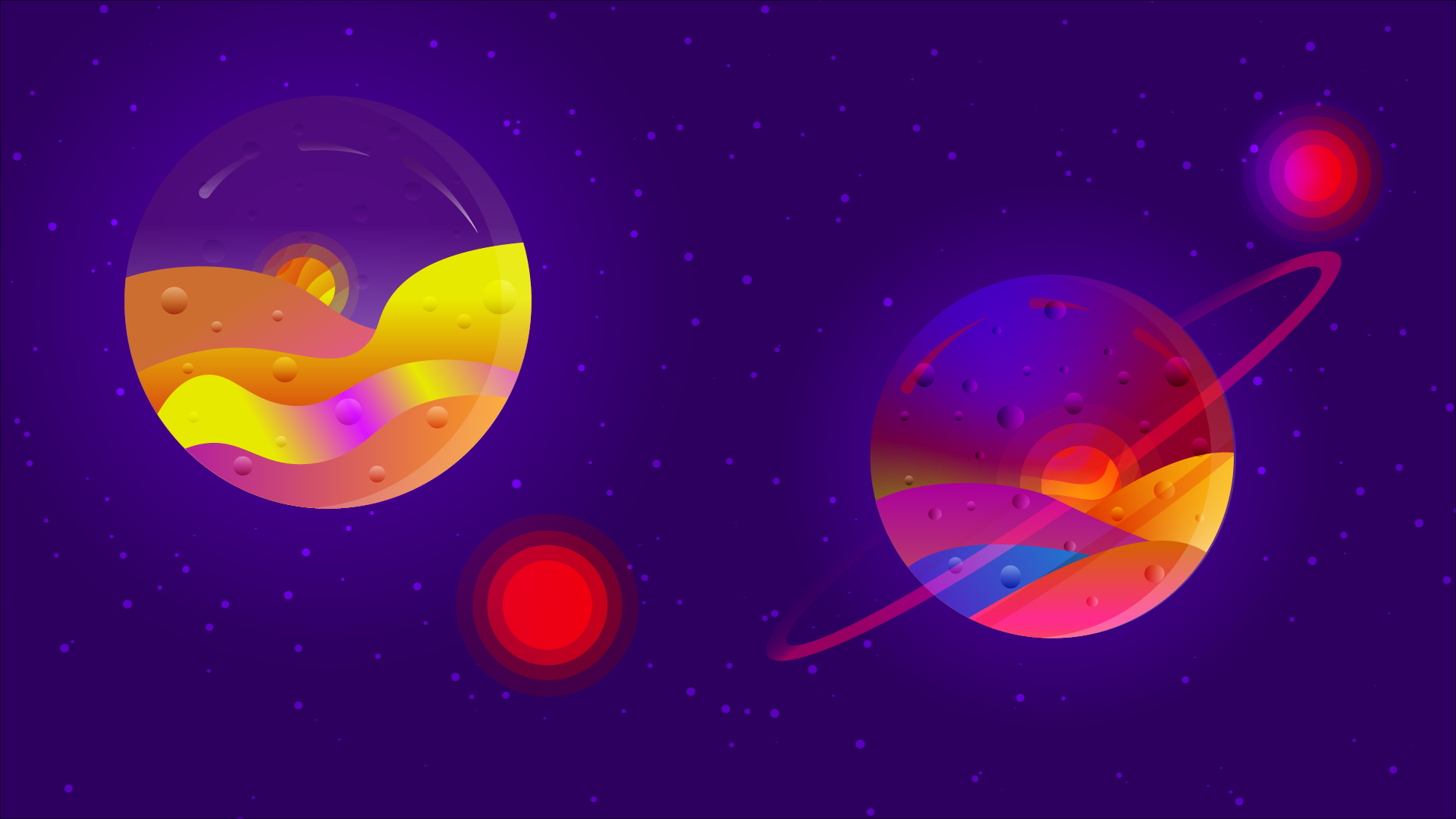 Colorful planets and stars in deep space HD Wallpaper