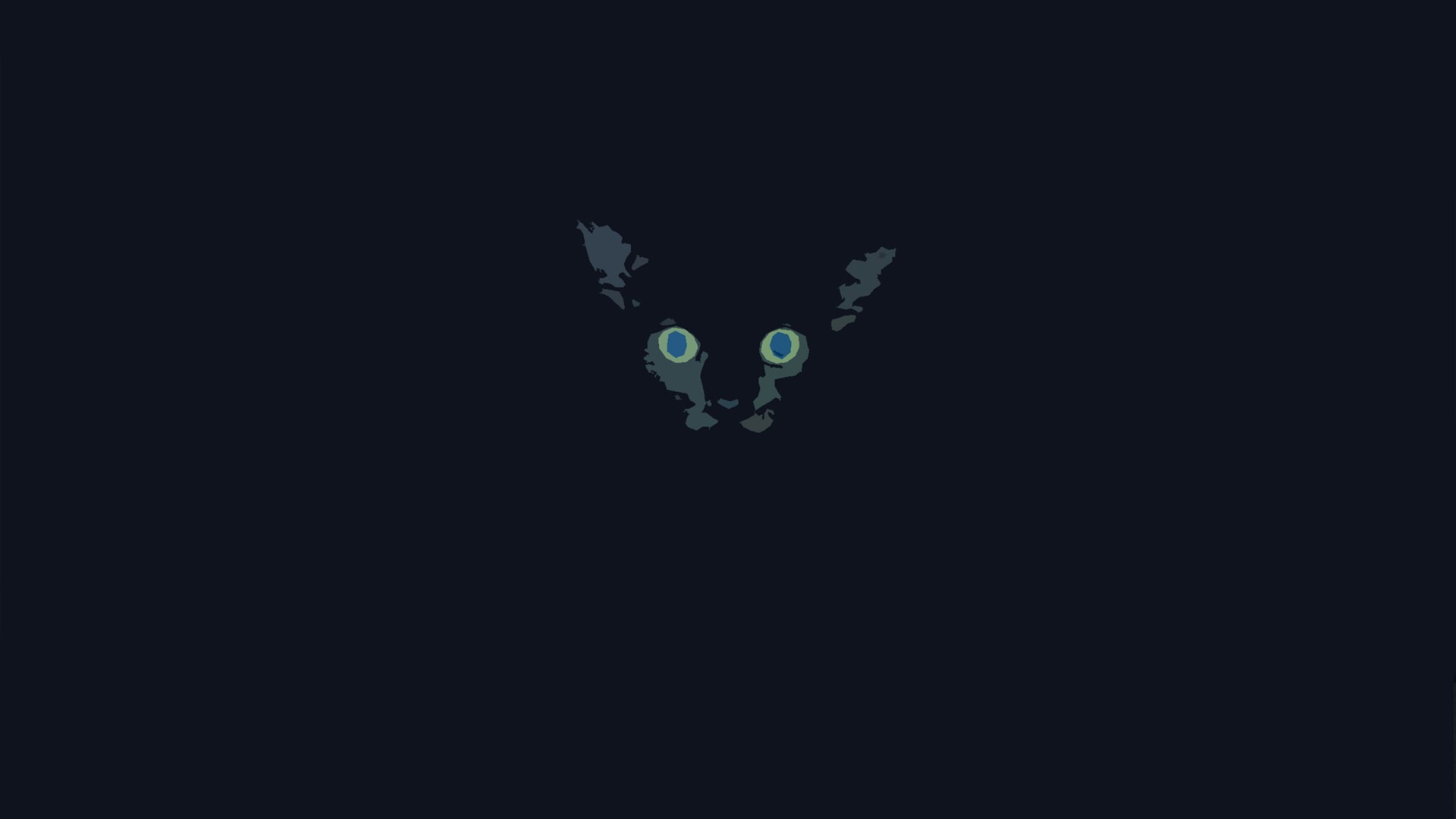 Minimalist black cat with glowing blue eyes HD Wallpaper