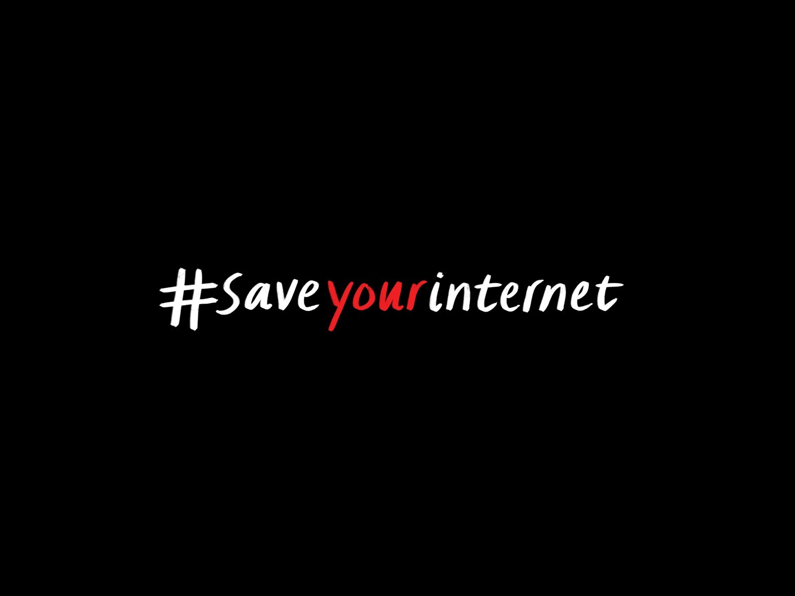 #SaveYourInternet hashtag on black background HD Wallpaper