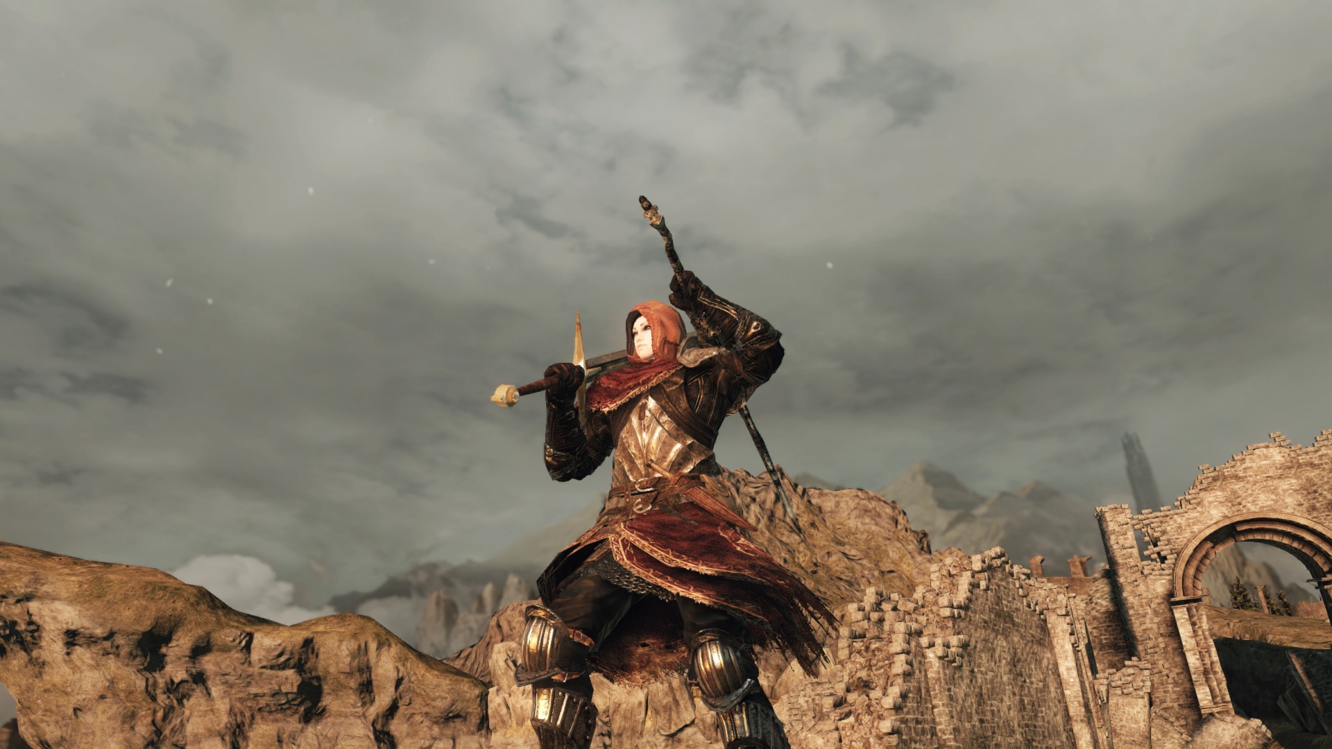 Dark Souls character with sword and staff HD Wallpaper