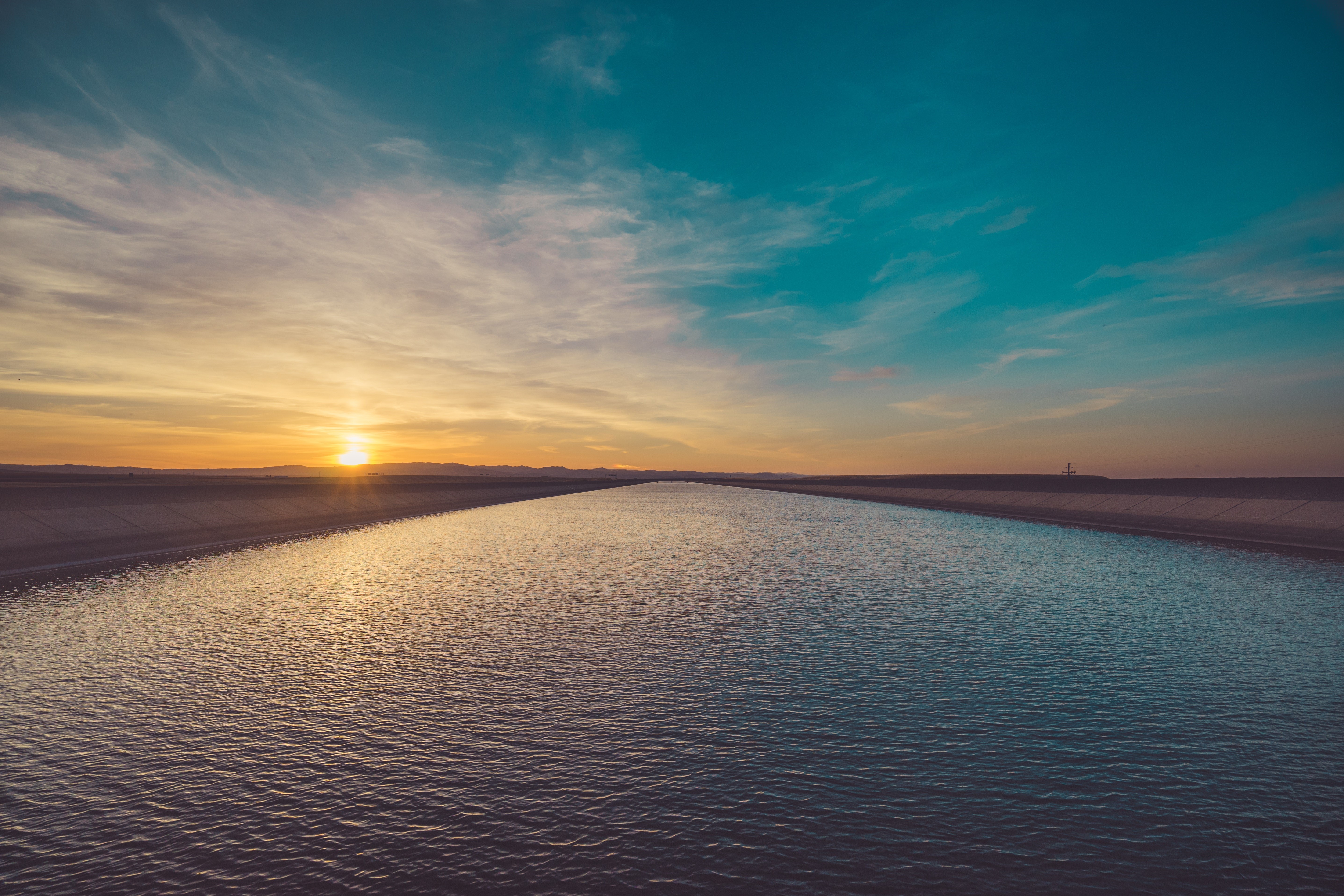 Canal at Sunset with Dramatic Sky HD Wallpaper