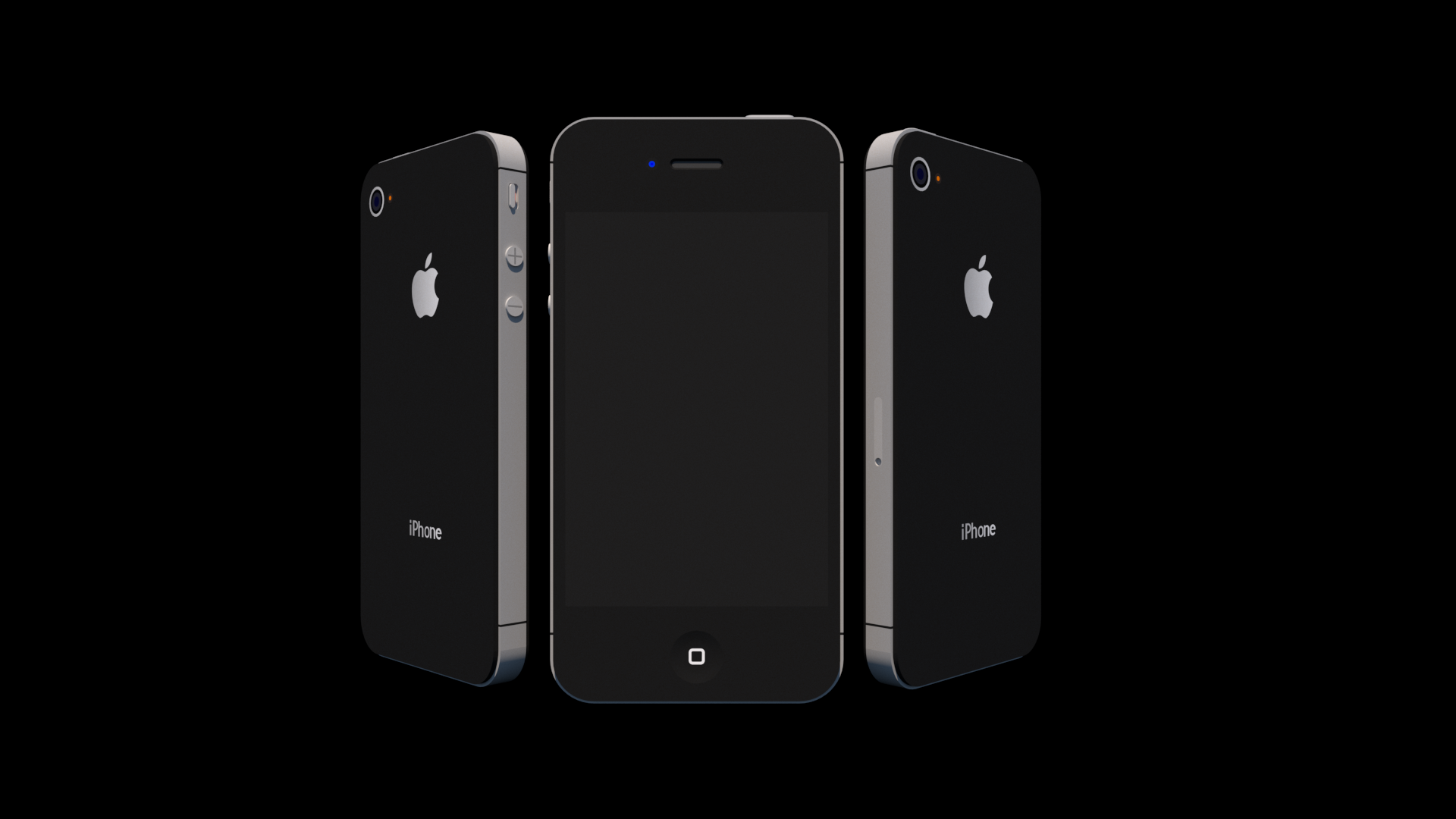 Three iPhones rendered on a black background HD Wallpaper
