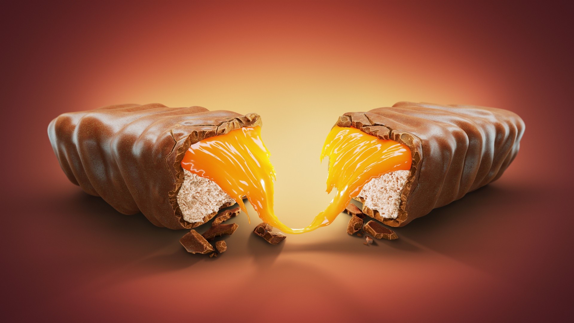Chocolate bar with caramel filling HD Wallpaper