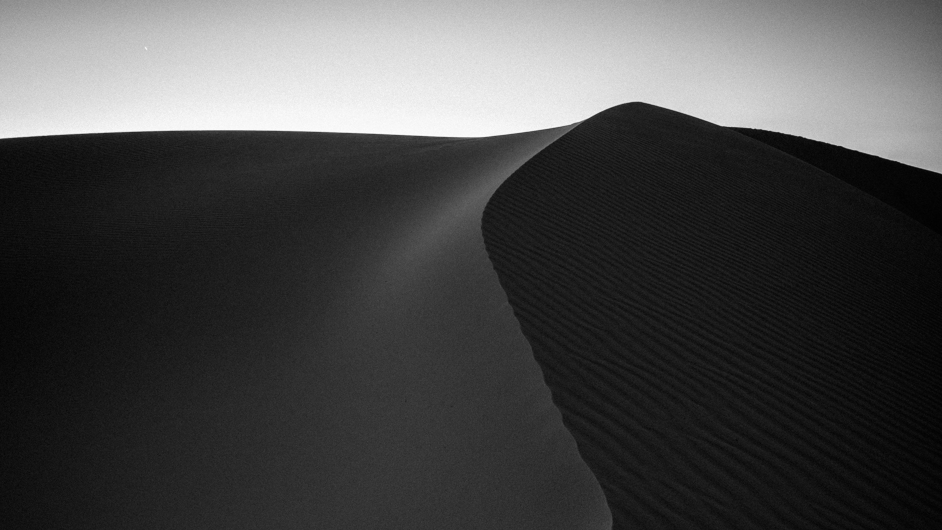 Monochrome desert sand dunes at dusk HD Wallpaper
