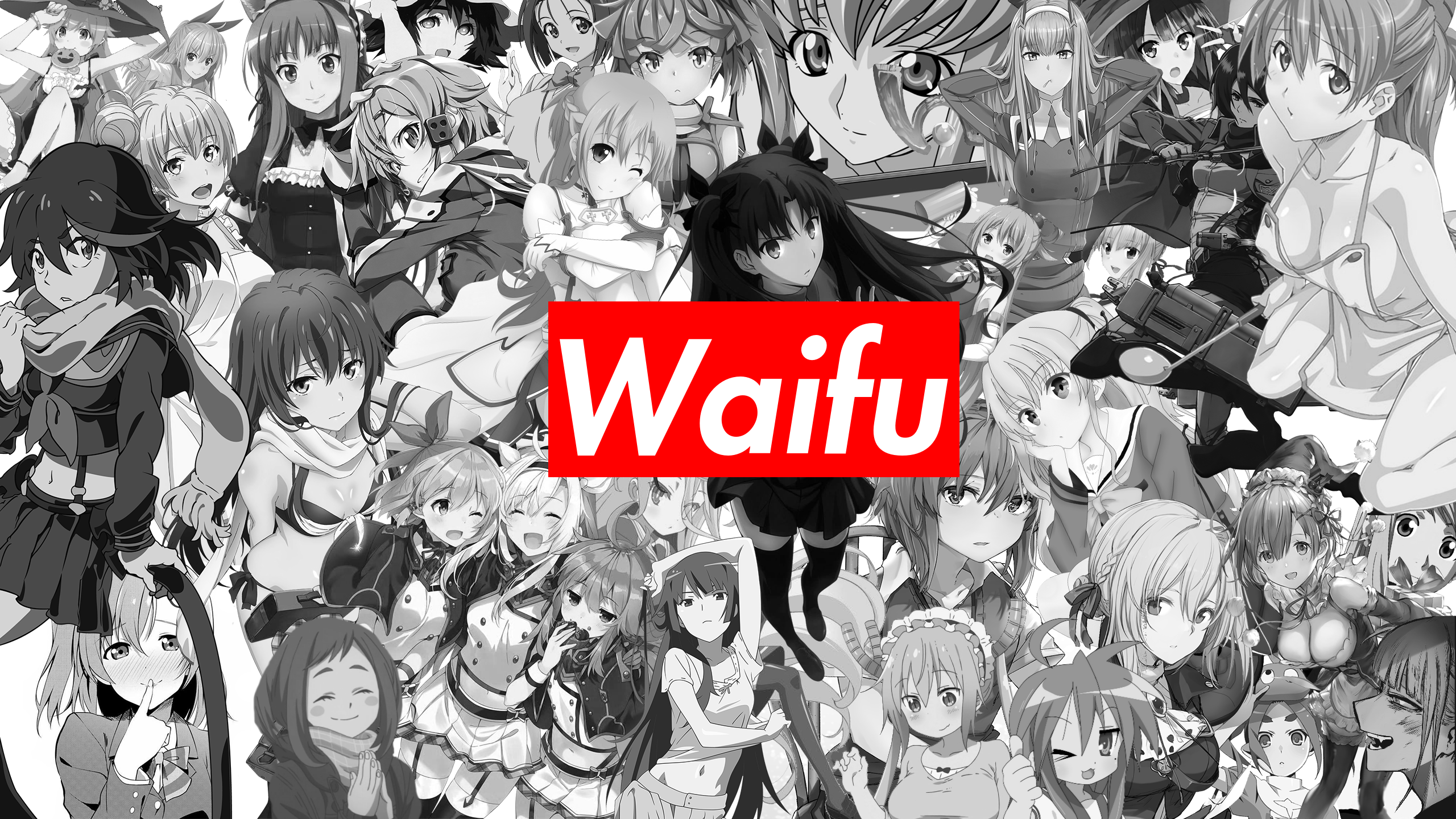 Anime Waifu Collage with Supreme Logo HD Wallpaper