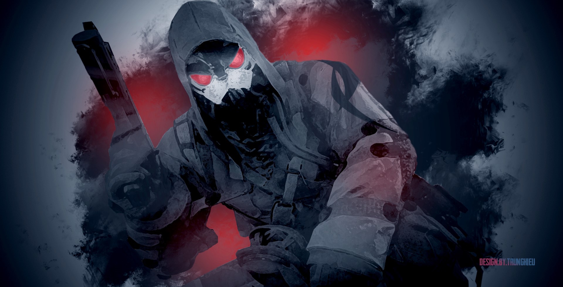 Character with mask and gun HD Wallpaper