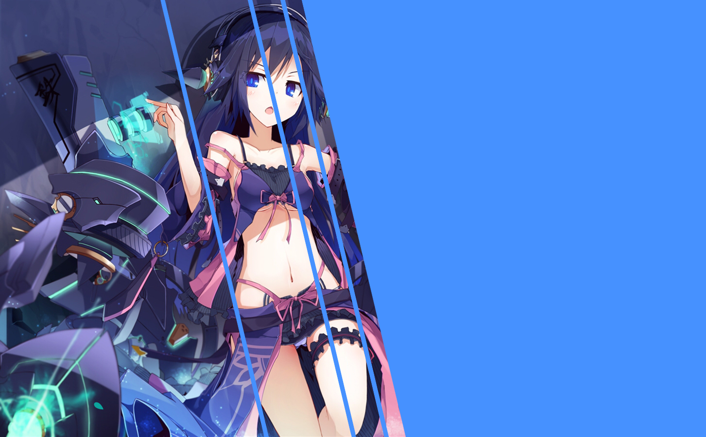 Anime girl with headphones and mechanical suit HD Wallpaper