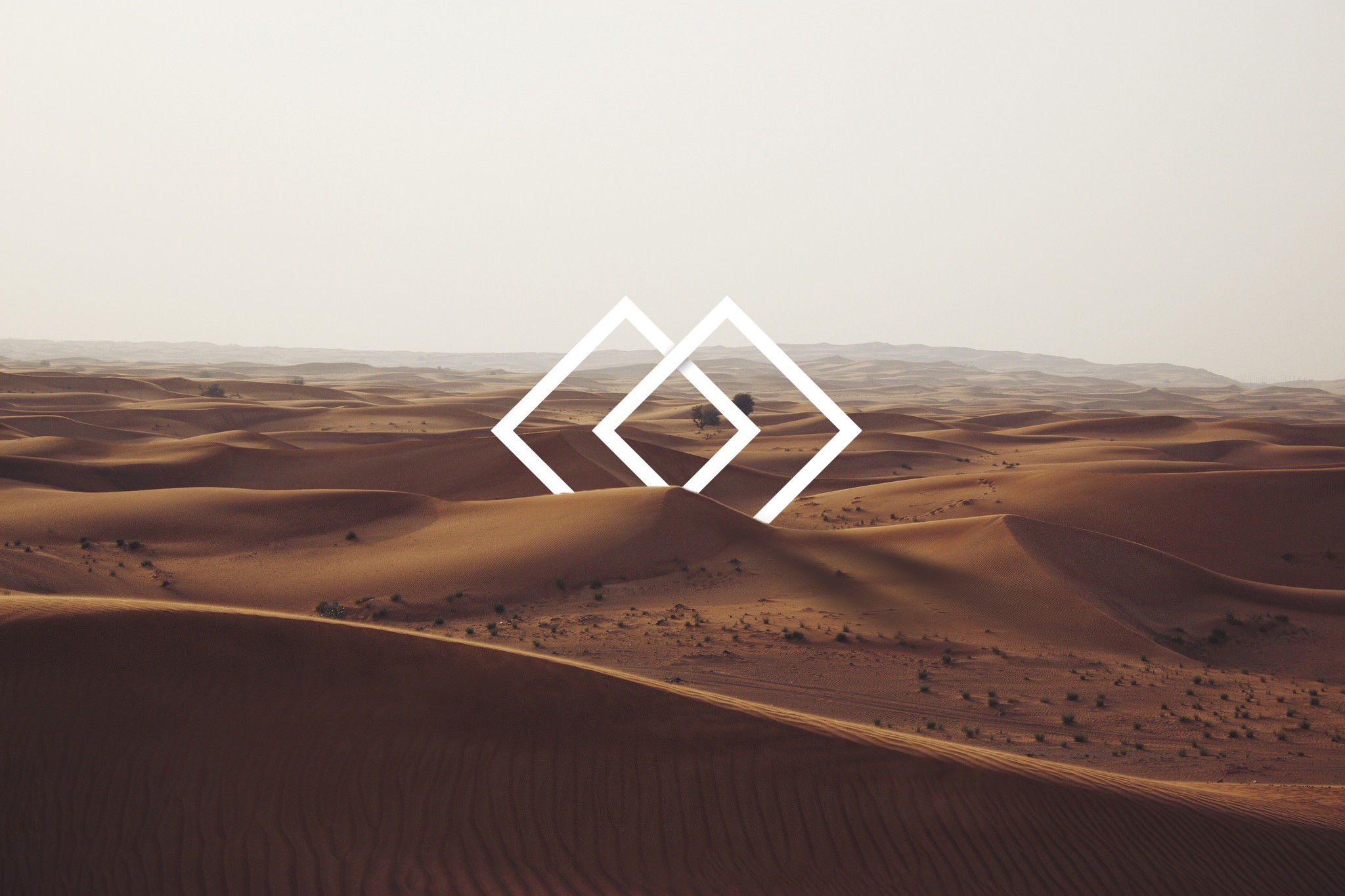Desert dunes with abstract geometric overlay HD Wallpaper