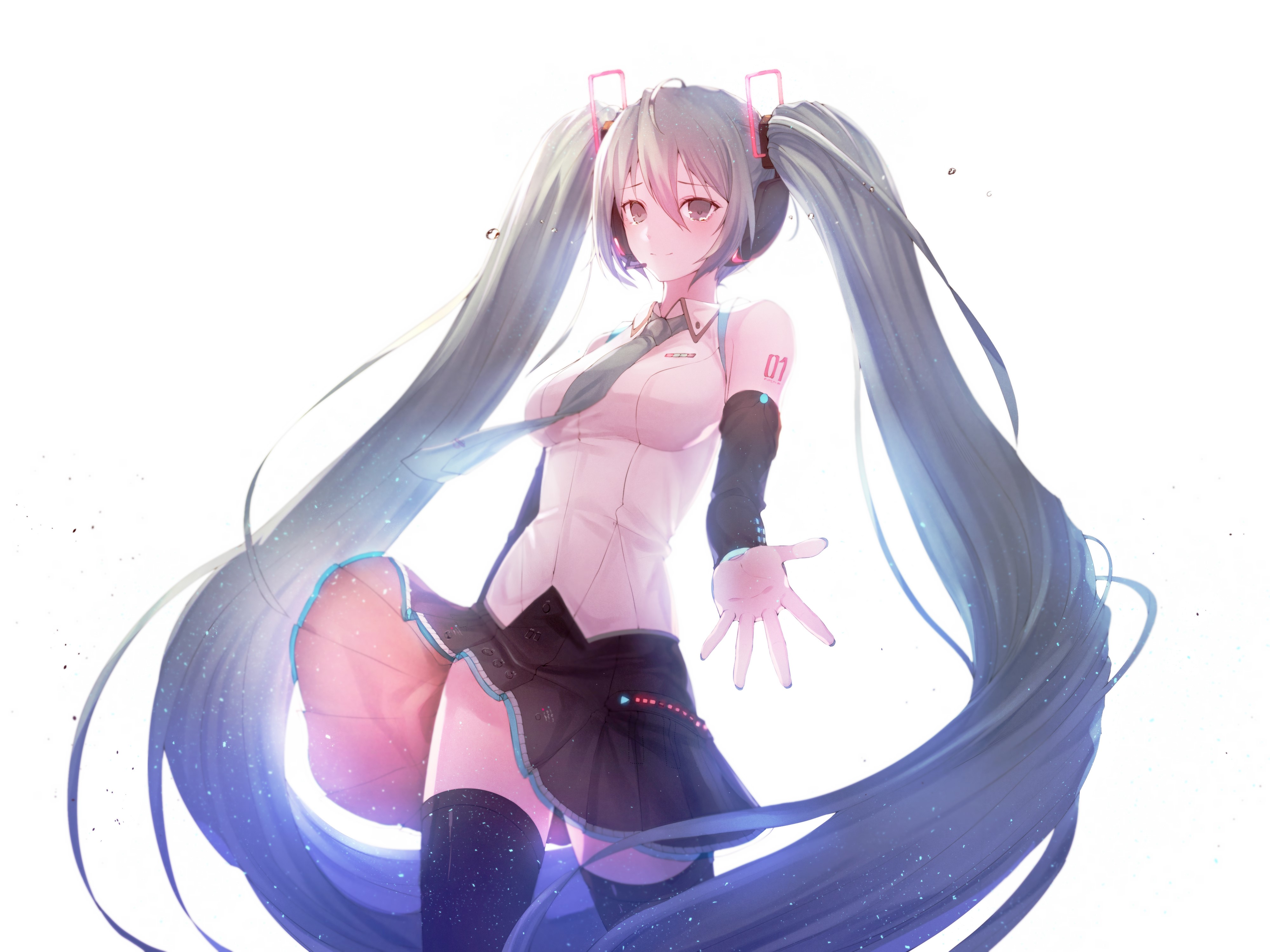 4K Hatsune Miku with headphones HD Wallpaper