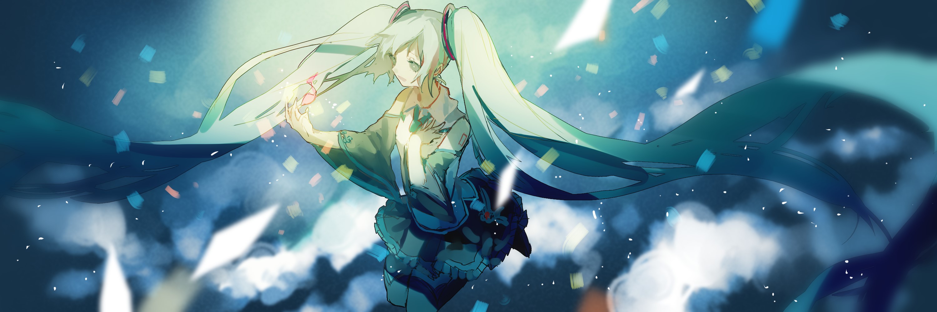 Hatsune Miku with Confetti HD Wallpaper