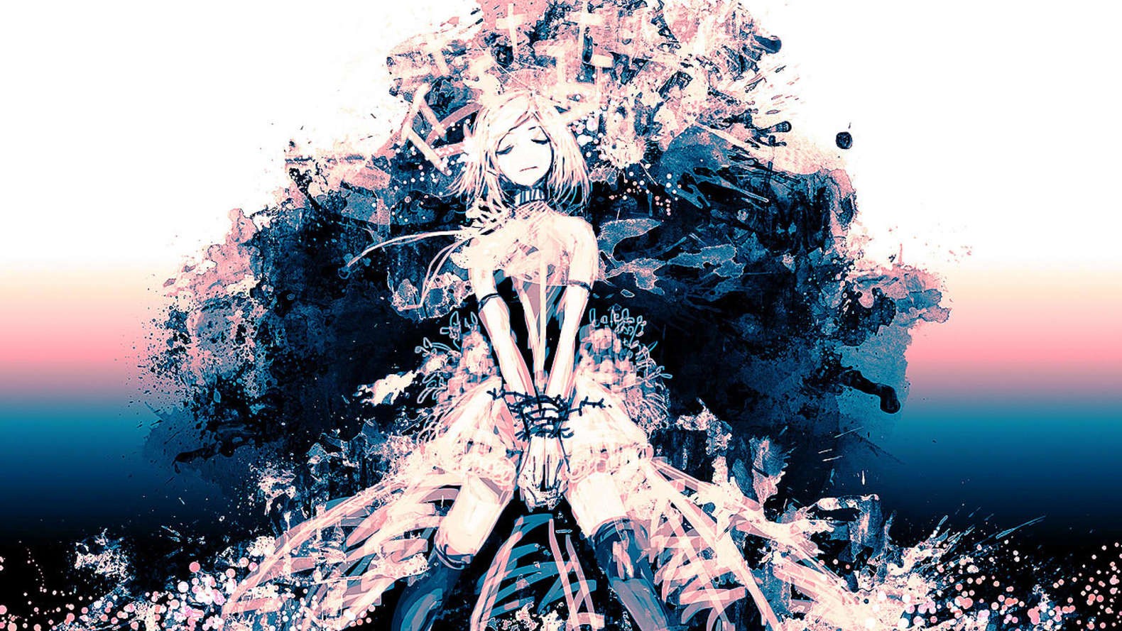 Anime girl bound with abstract background HD Wallpaper