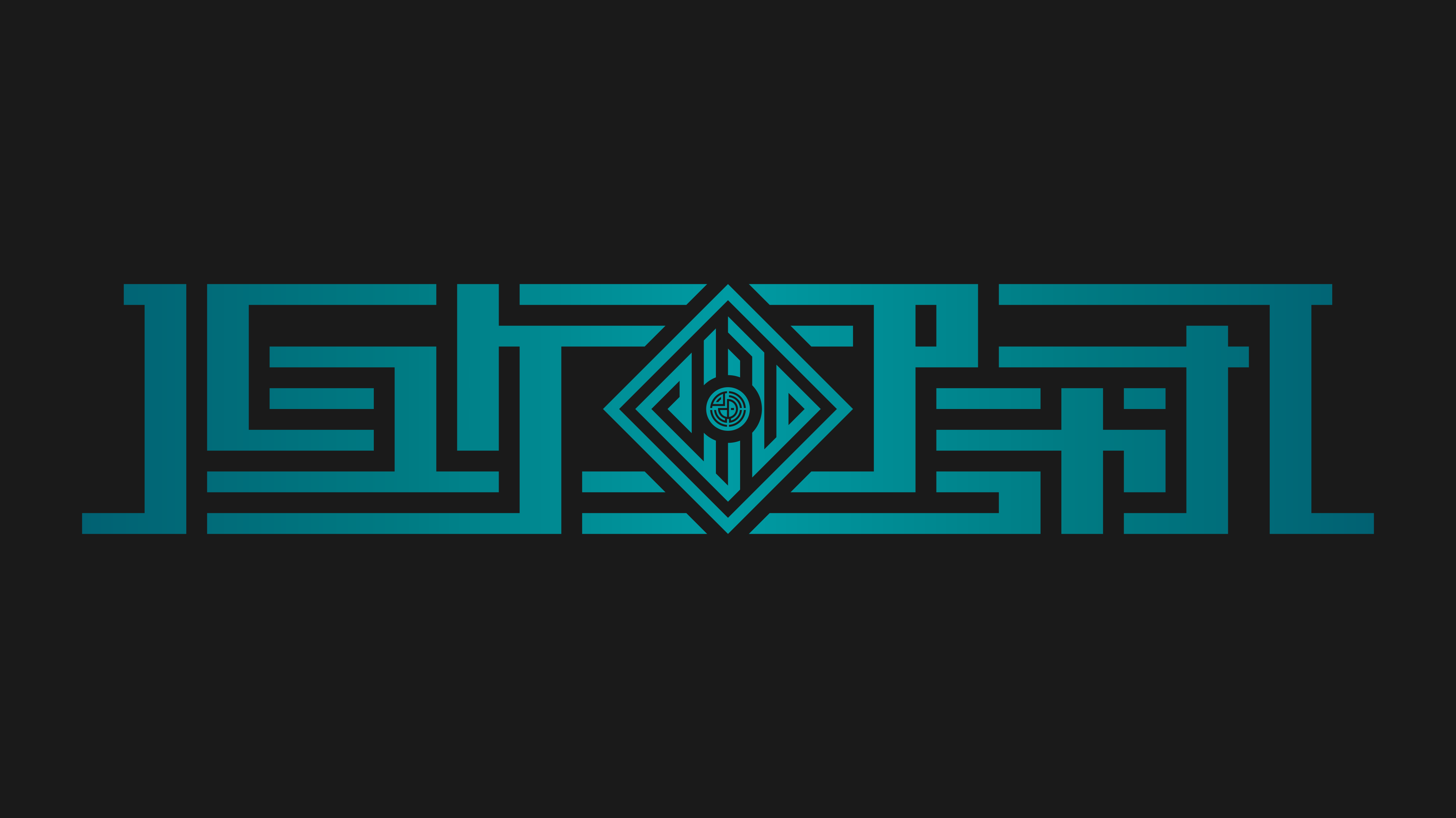 Abstract cyan geometric design on black background HD Wallpaper