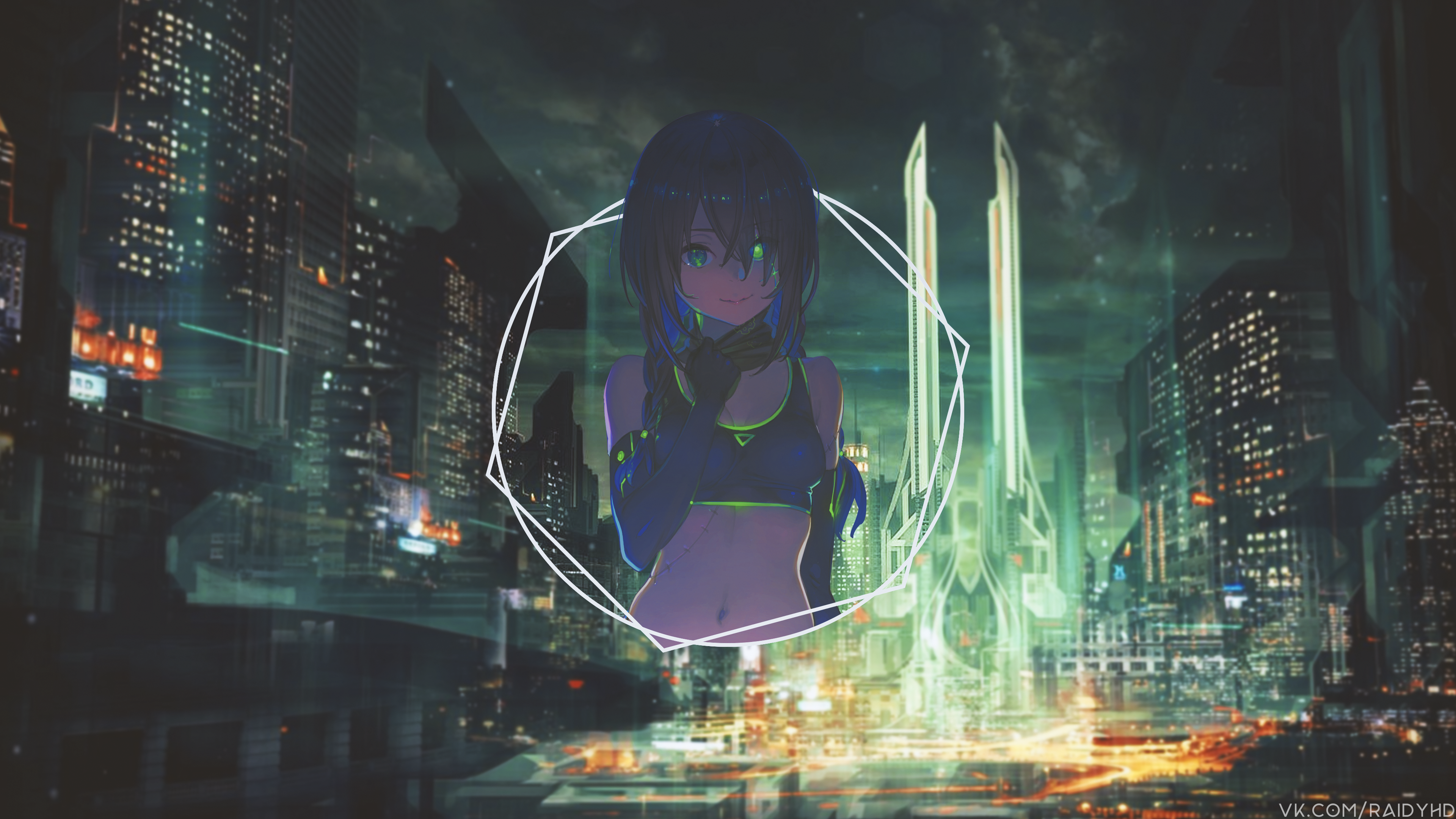 Anime girl in futuristic city 4K HD Wallpaper