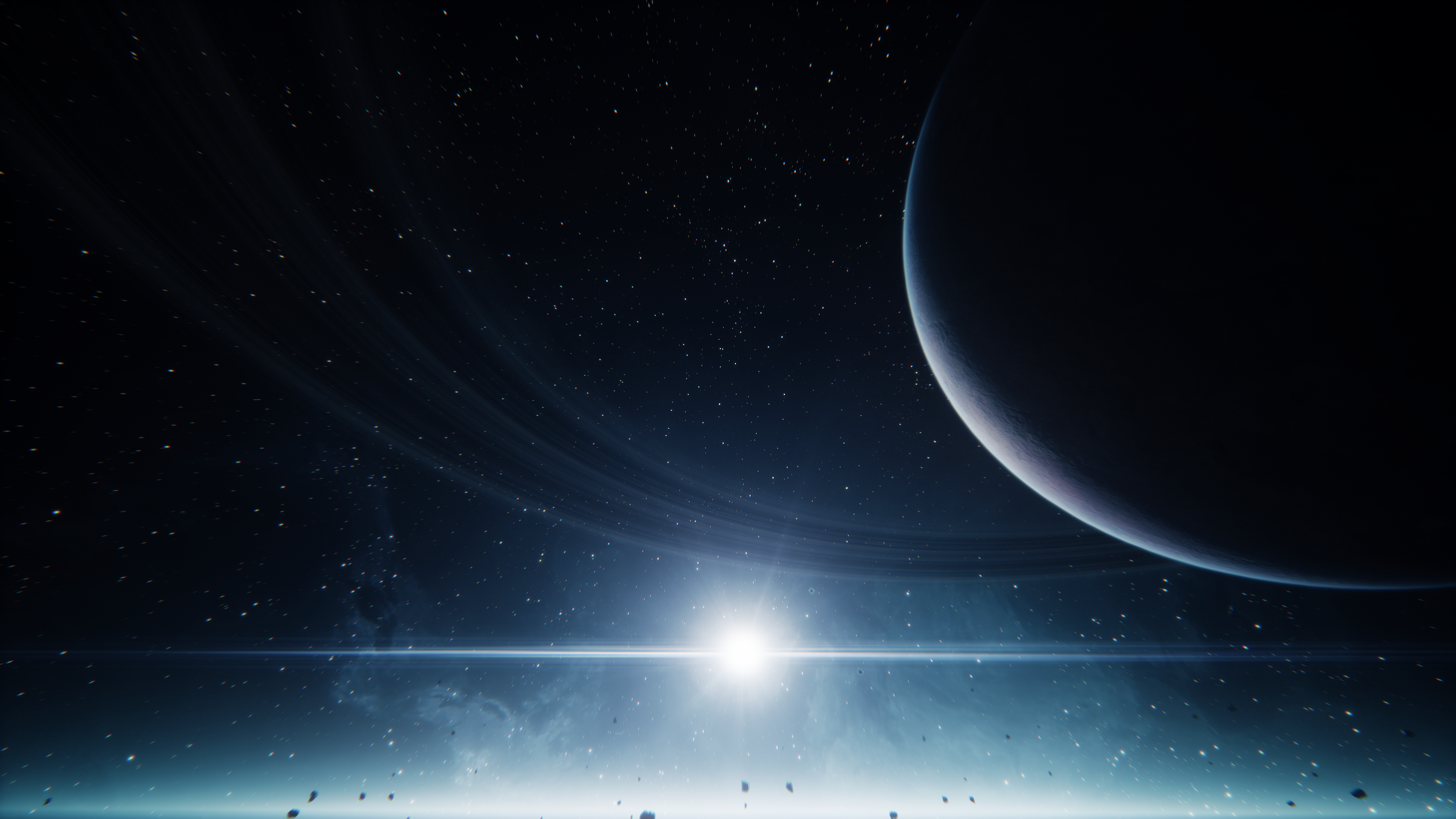 4K Everspace space with planetary rings HD Wallpaper