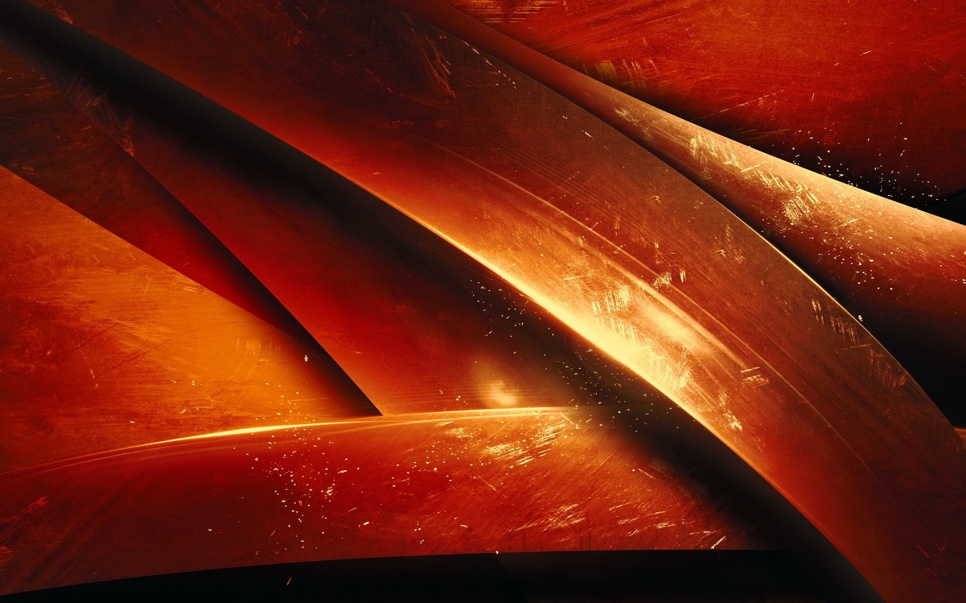 Abstract orange and red metallic render artwork HD Wallpaper