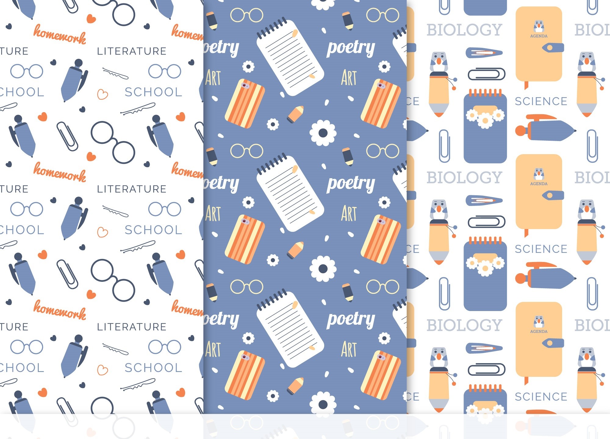 School and art supplies seamless patterns HD Wallpaper