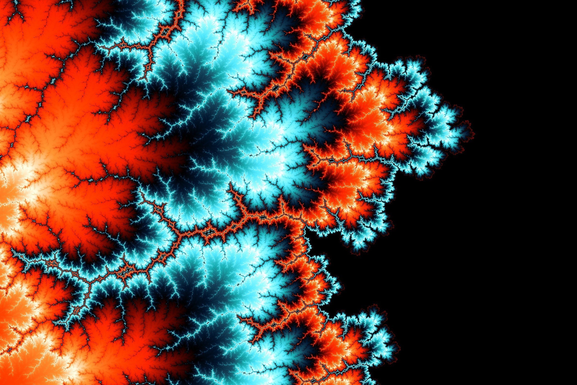 Abstract fractal pattern with orange and blue colors HD Wallpaper