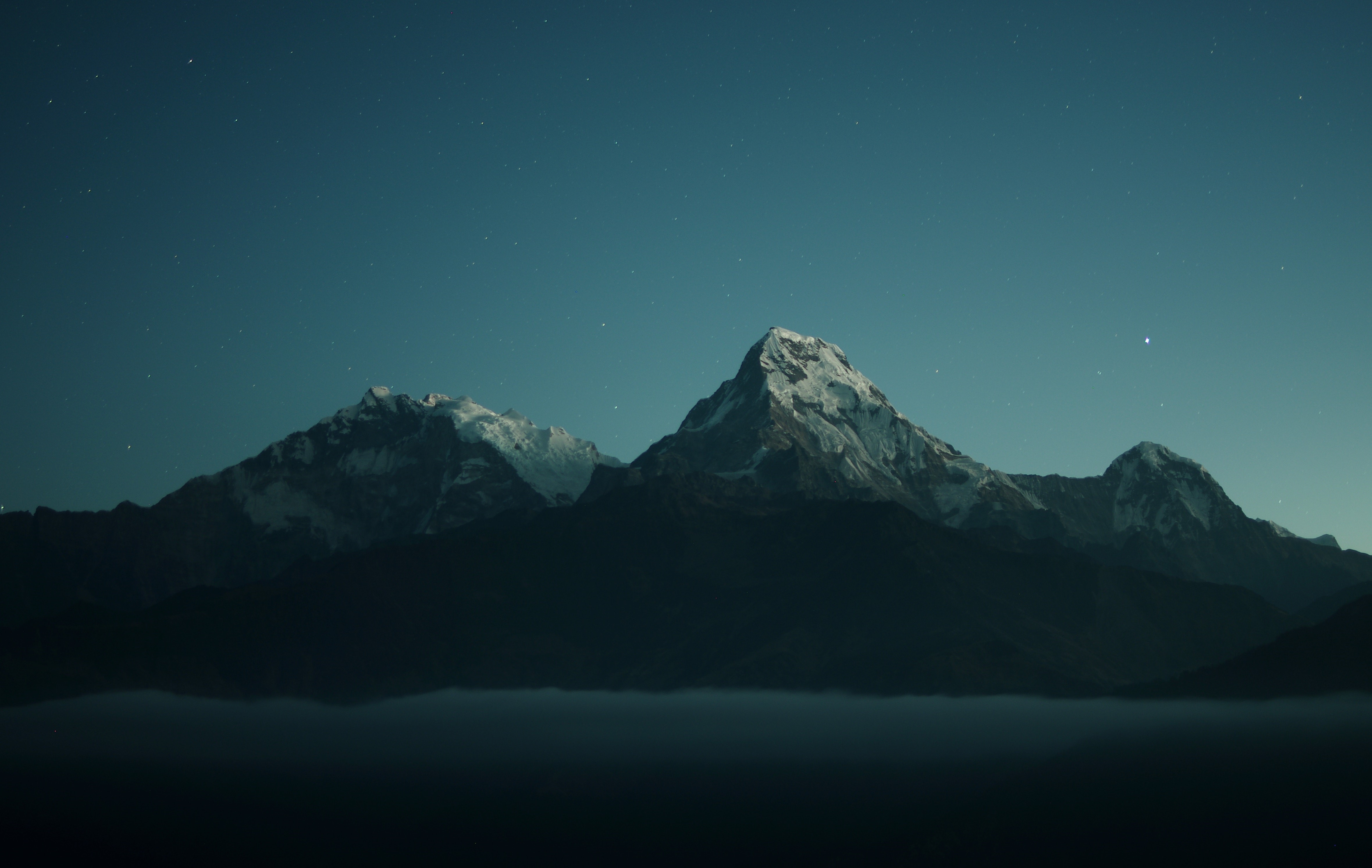 4K Mountains Under Starry Night Sky HD Wallpaper