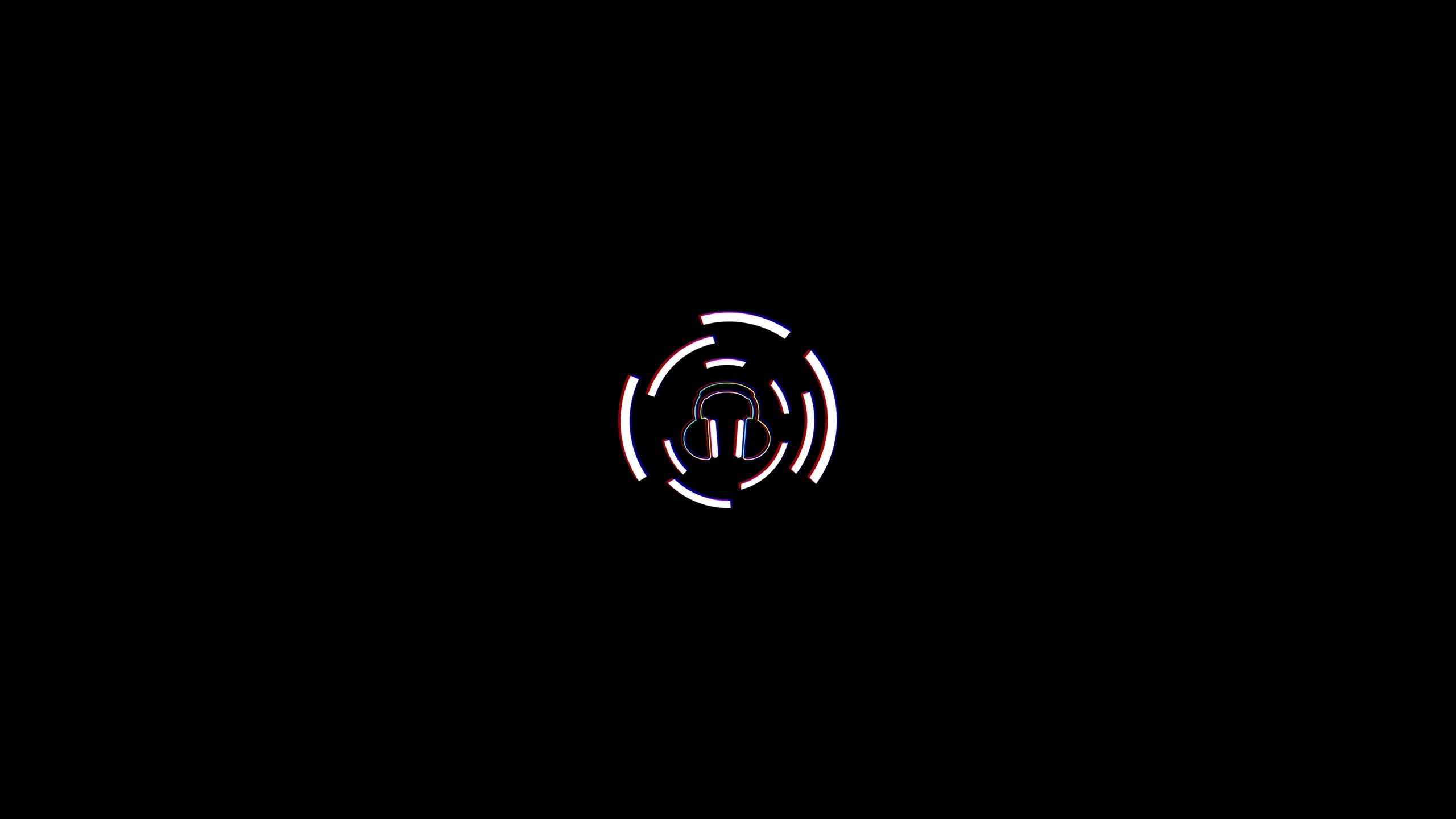 Headphones icon with abstract circular design HD Wallpaper
