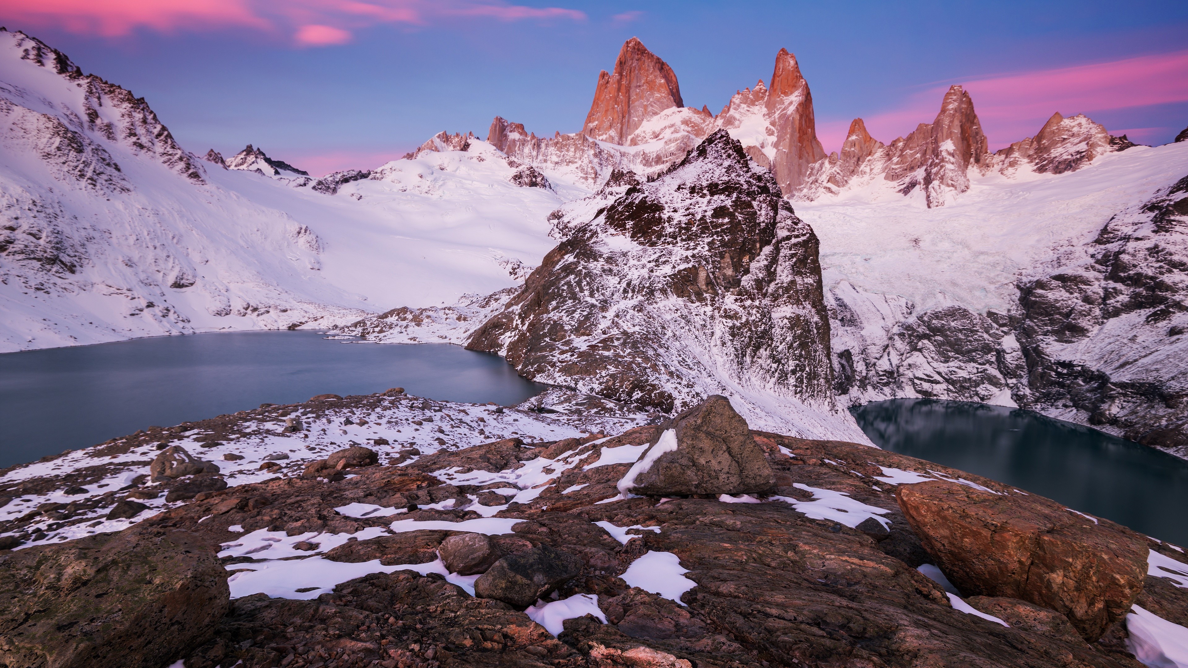 4K Winter Snow Mountains Landscape HD Wallpaper