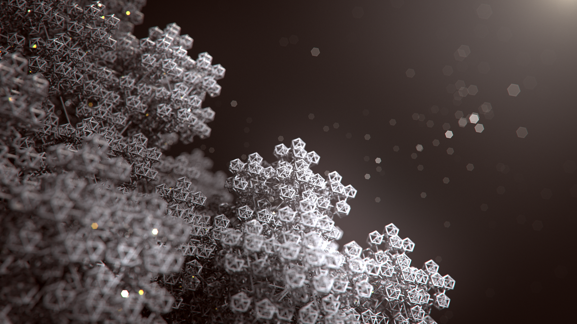 Abstract icosahedron structures with bokeh HD Wallpaper