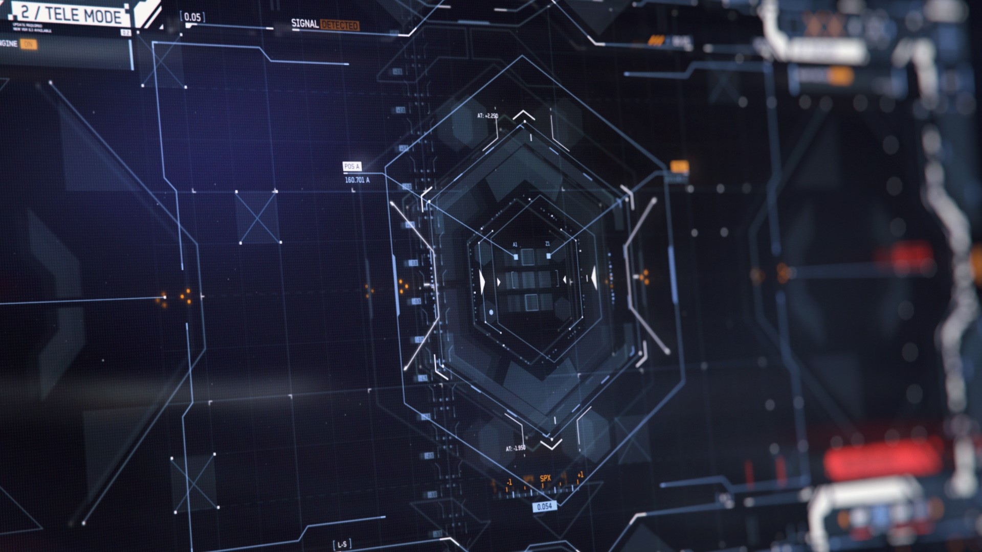 Futuristic HUD with Hexagonal Interface HD Wallpaper