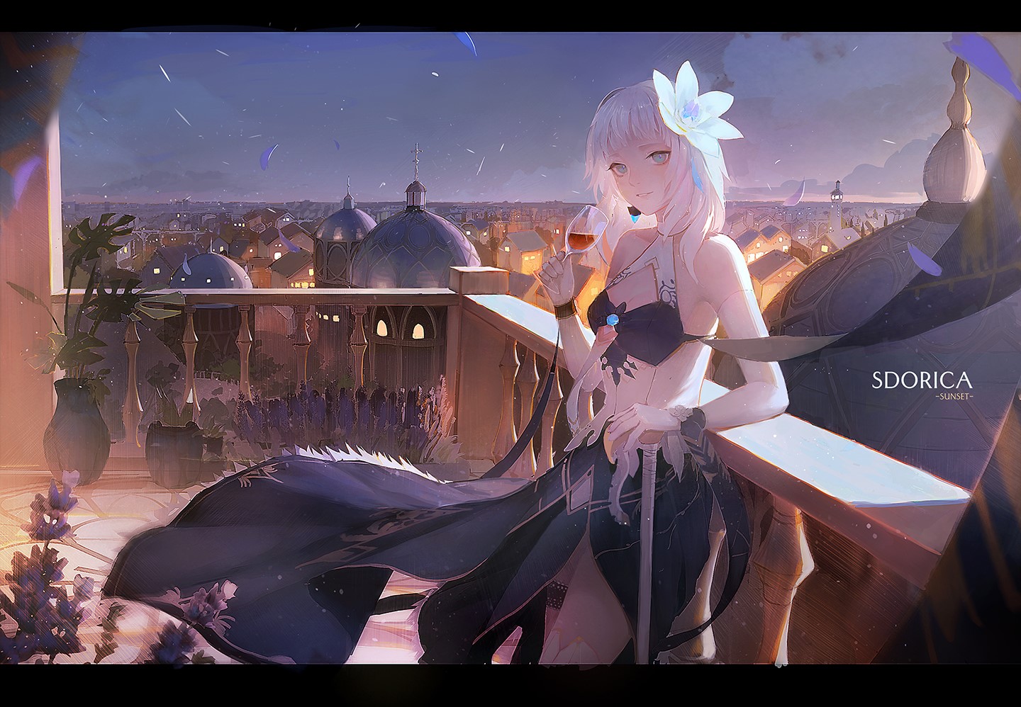 Sdorica Sunset: Anime Girl on Balcony HD Wallpaper