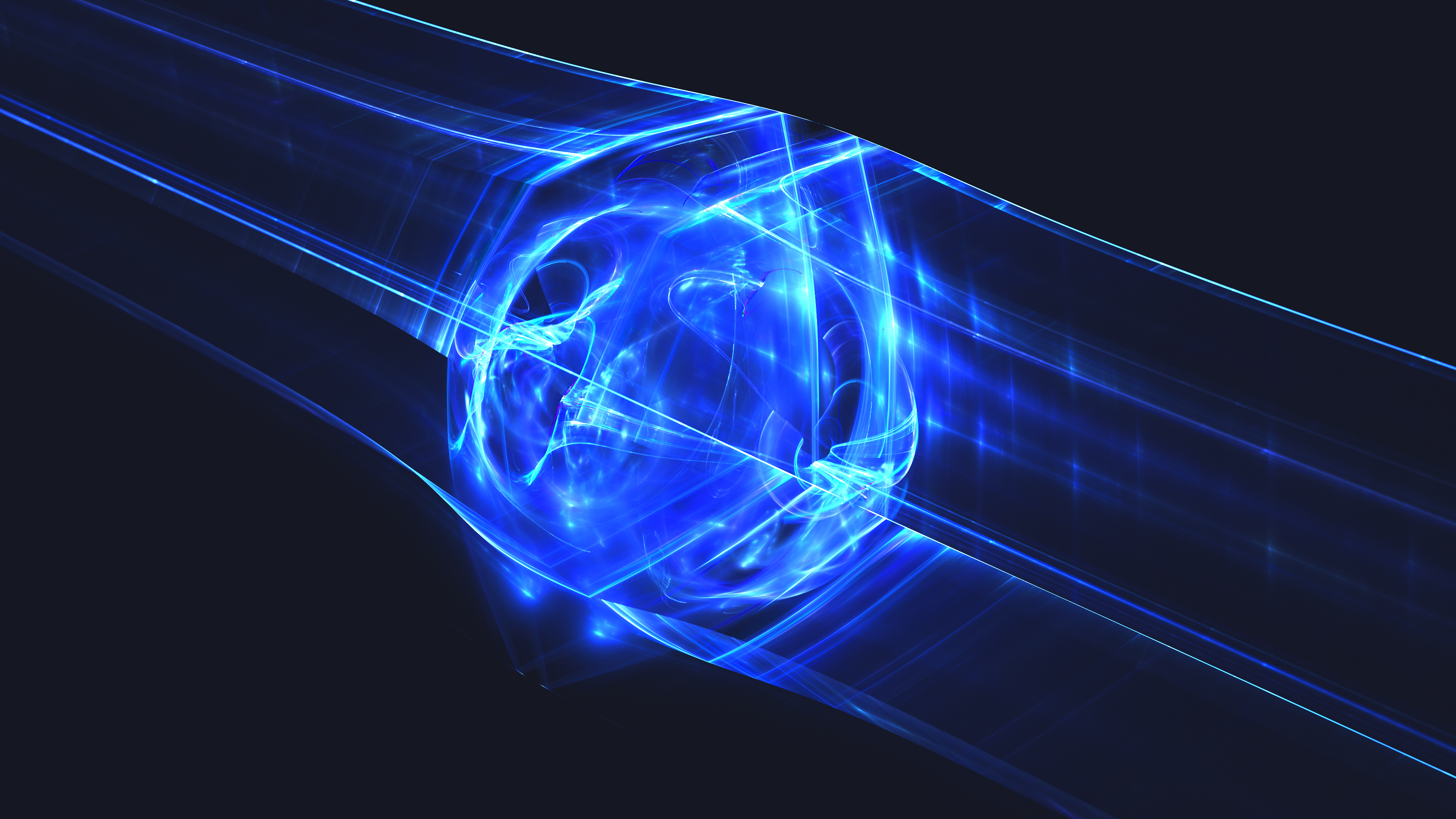 4K Abstract Blue Fractal HD Wallpaper