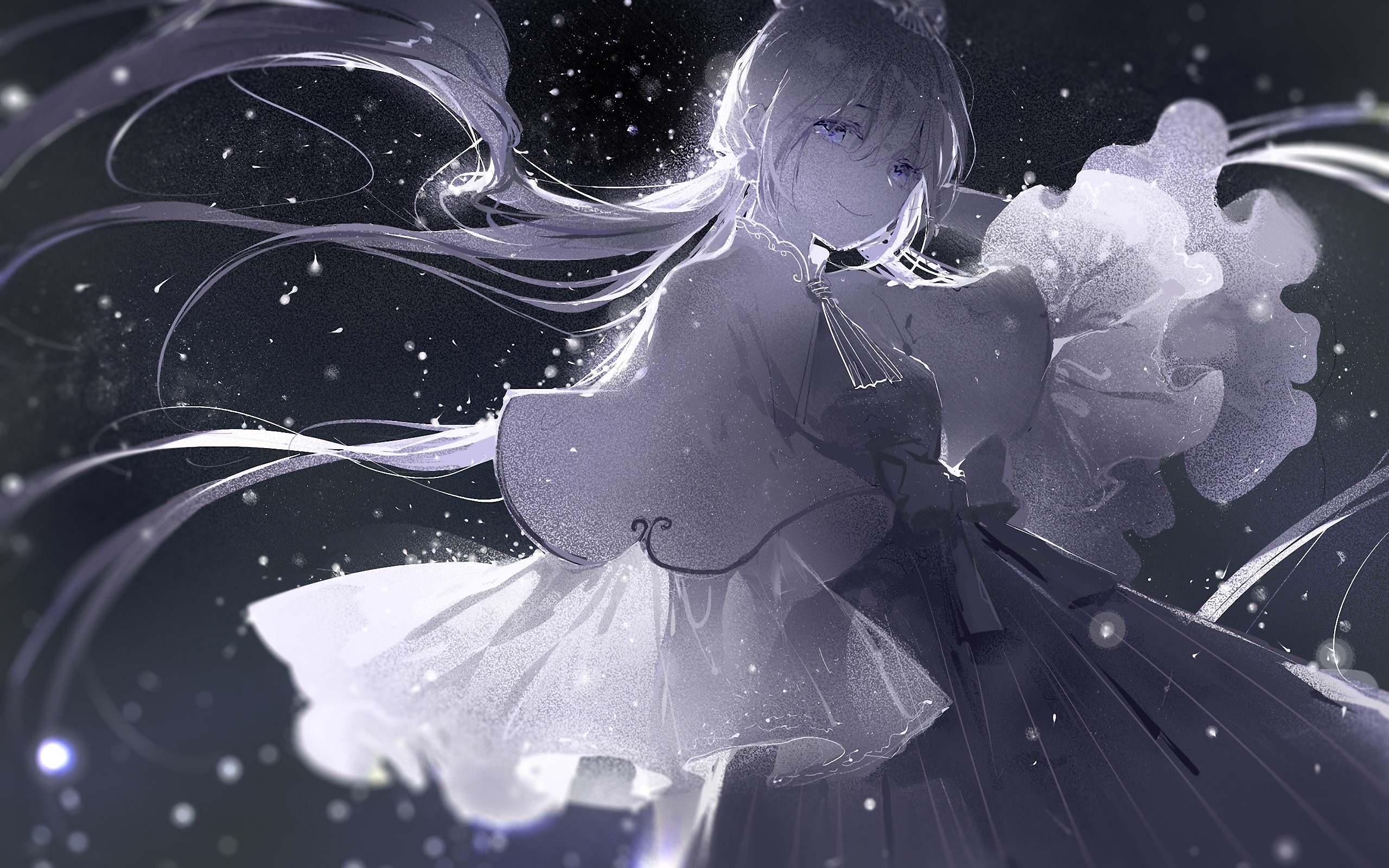 Anime girl with long hair and blue eyes HD Wallpaper