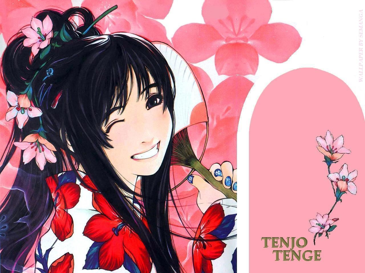 Anime girl with flowers in hair from Tenjou Tenge HD Wallpaper