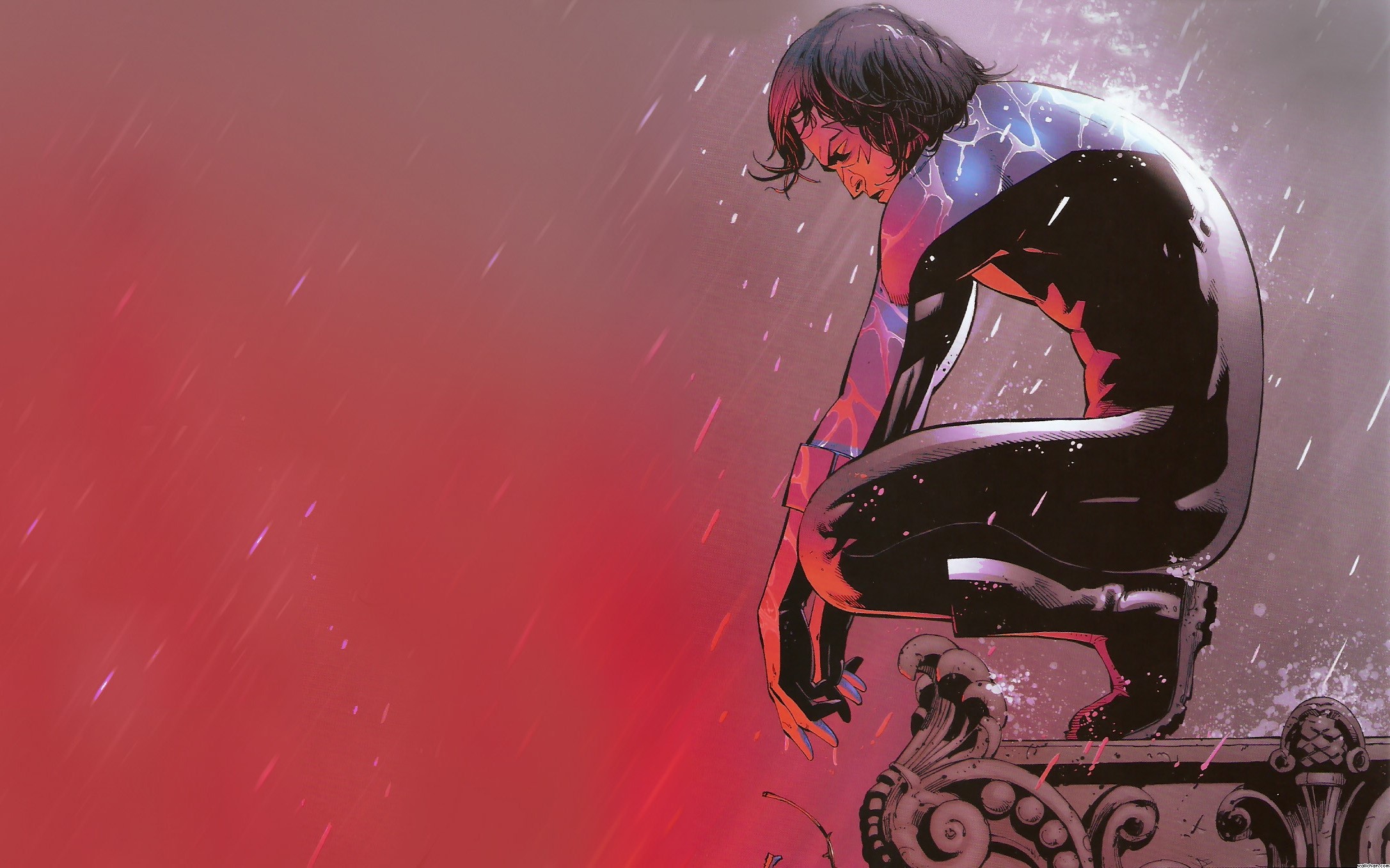 Nightwing from DC Comics in the rain HD Wallpaper