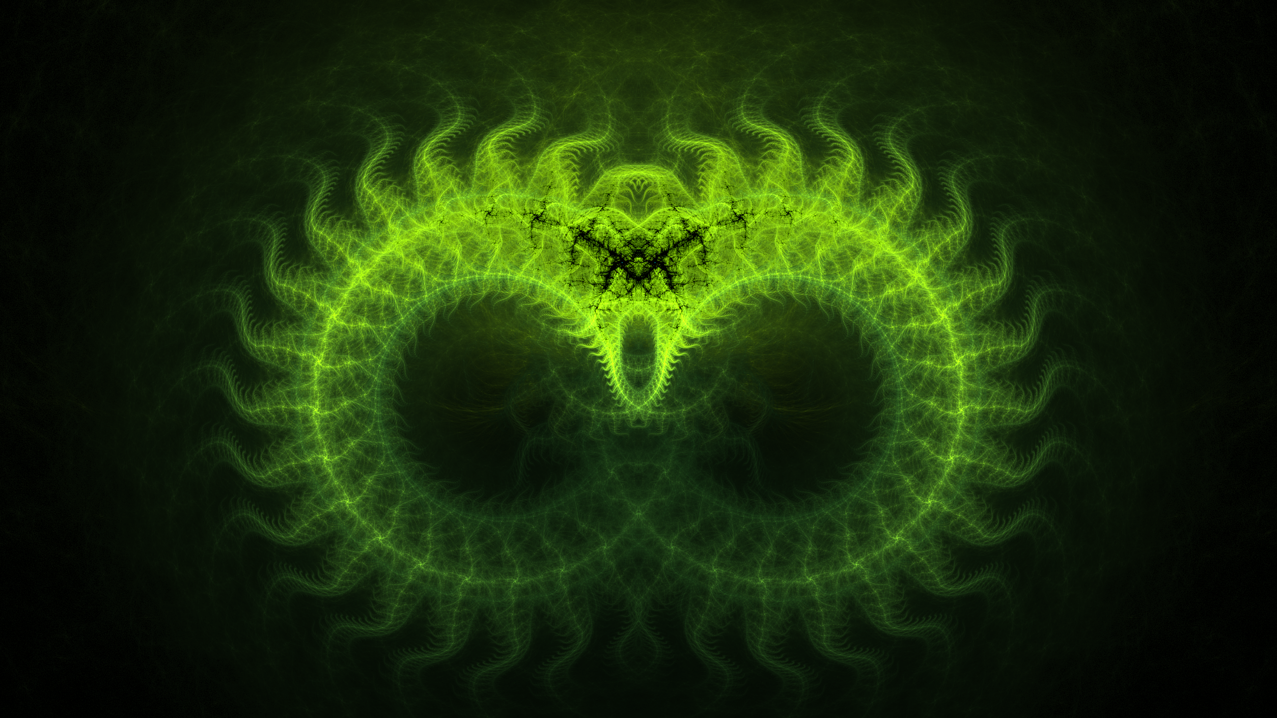 Green fractal abstract symmetrical digital art HD Wallpaper