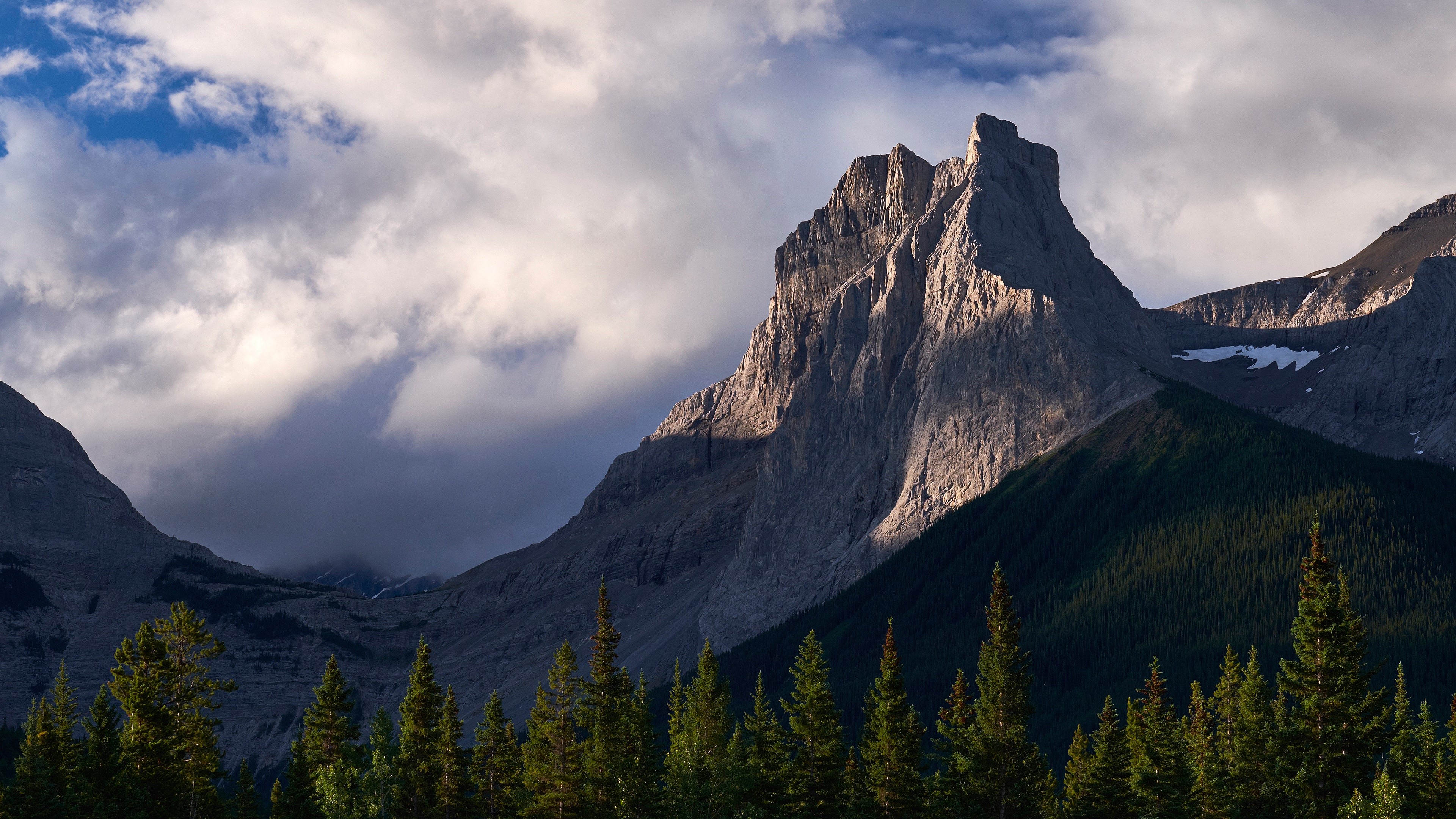 4K Mountains Landscape with Clouds and Trees HD Wallpaper