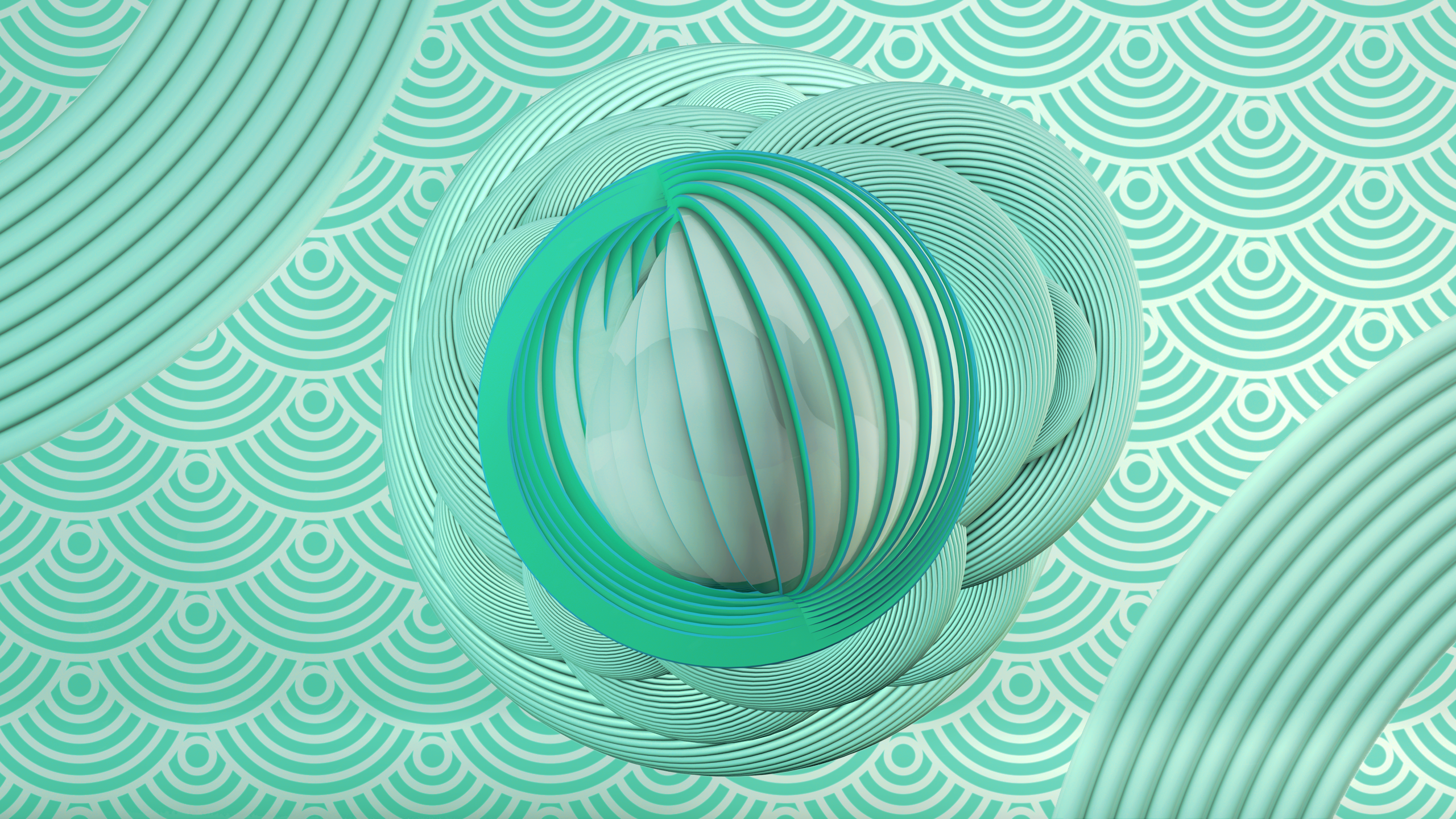 3D Abstract Green Twist Bound HD Wallpaper