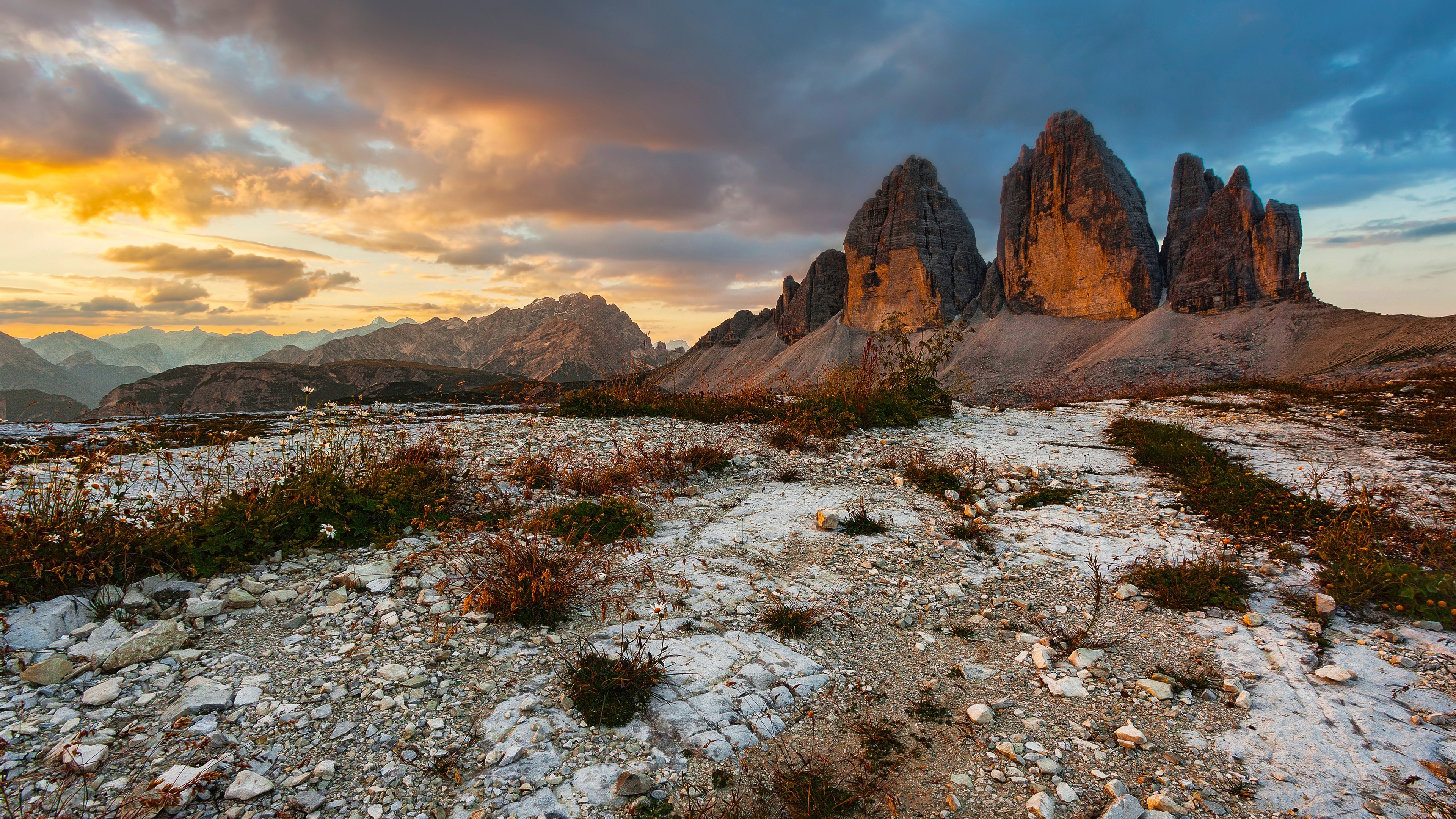 4K Dolomites landscape at sunset HD Wallpaper