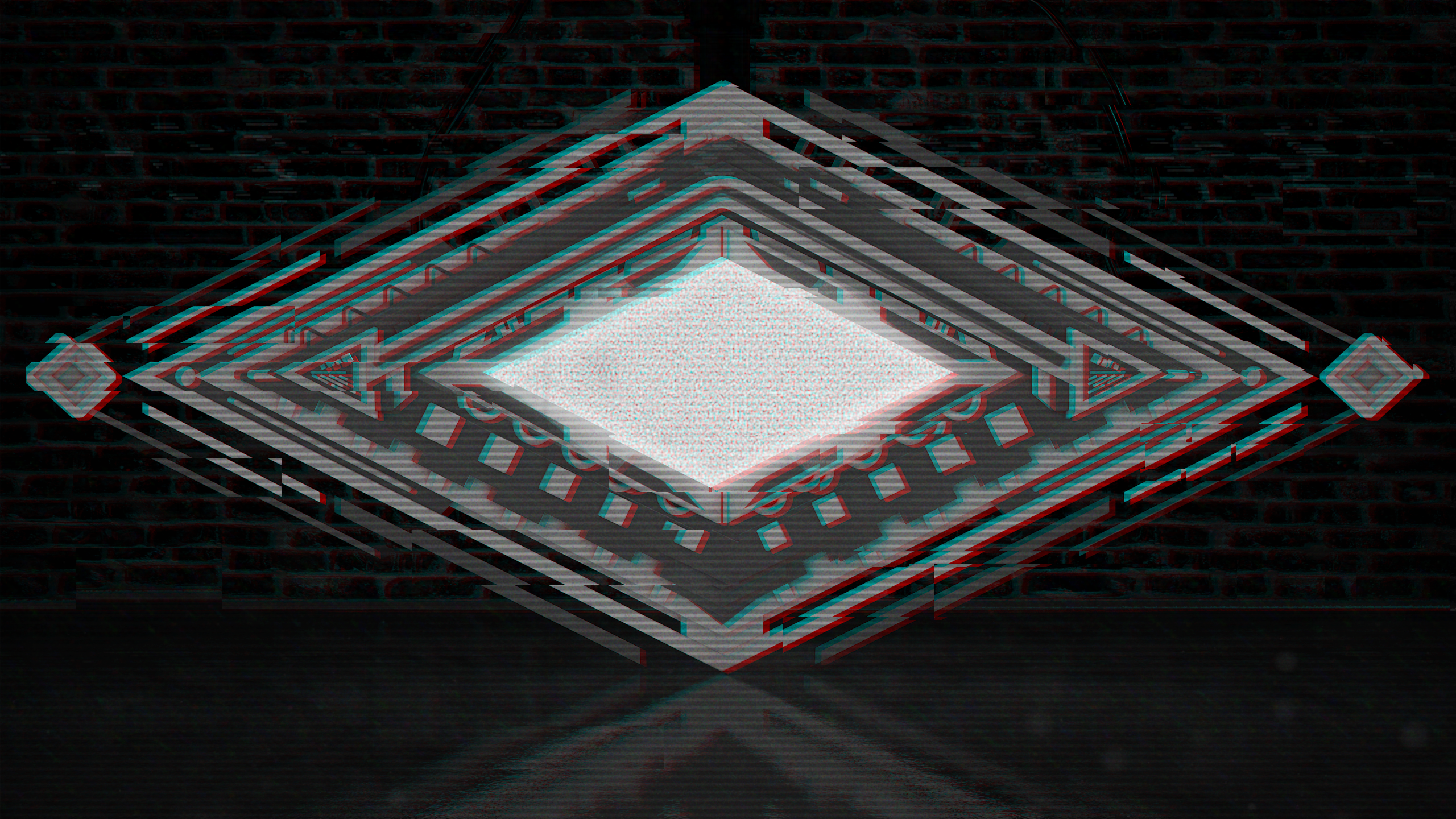 Glitch art rhombus with chromatic aberration effect HD Wallpaper
