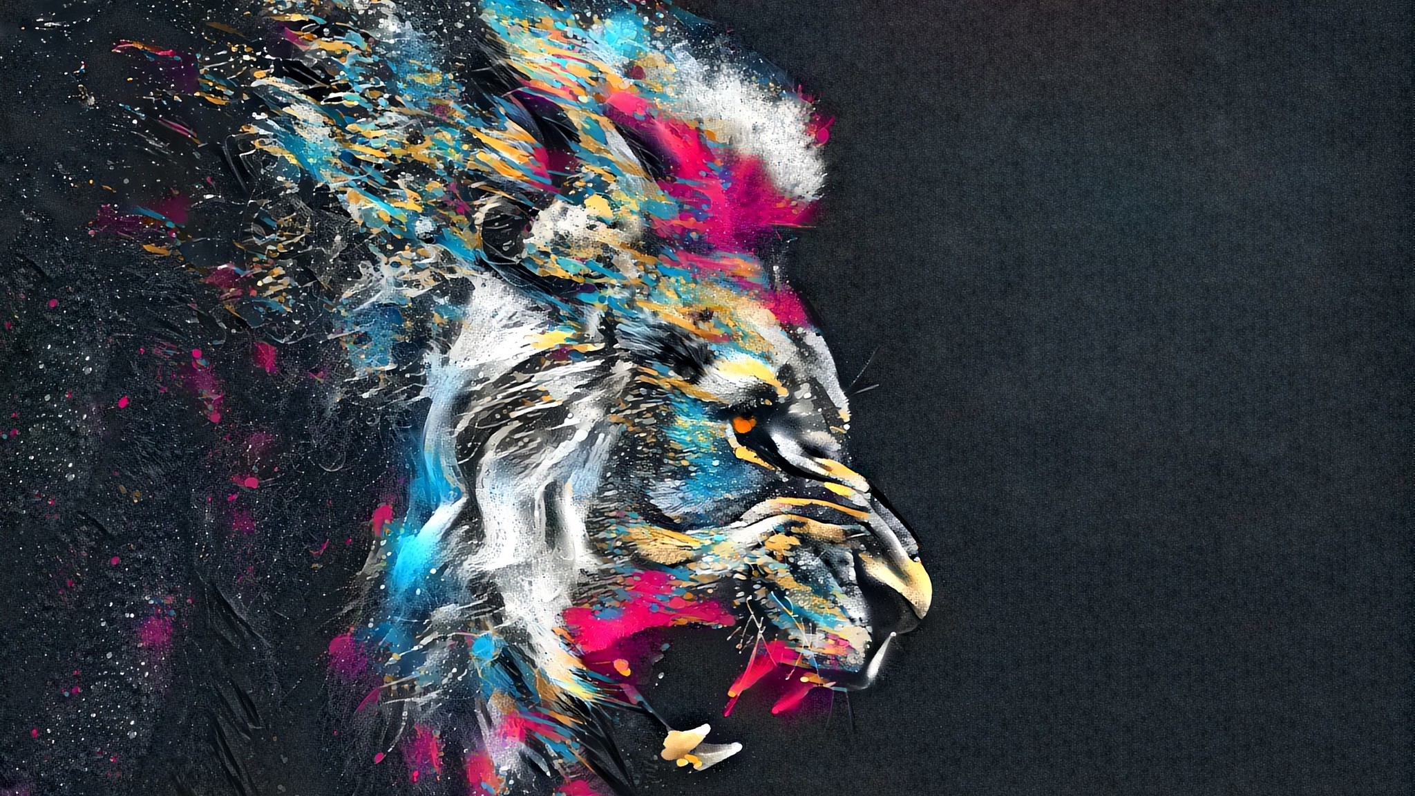 Abstract colorful lion digital art HD Wallpaper