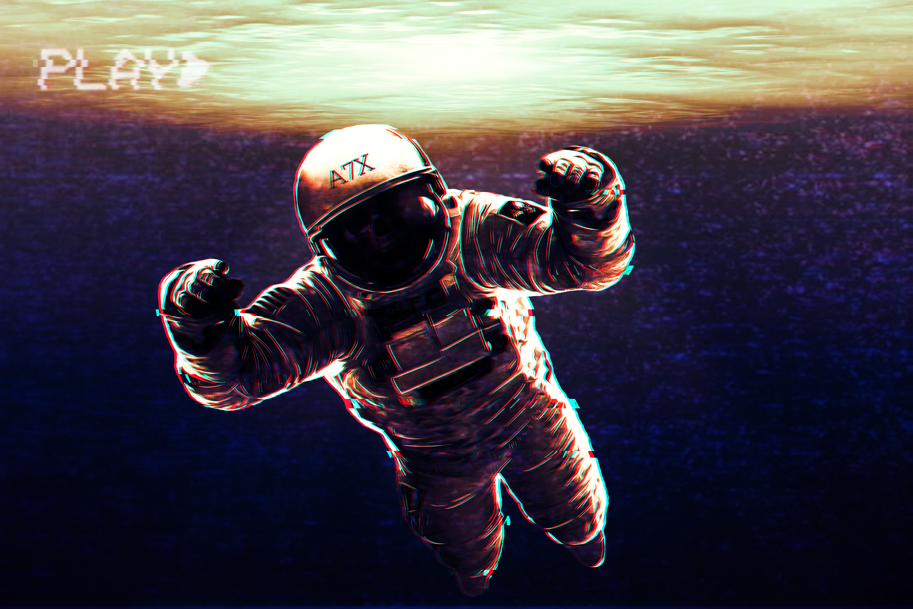Astronaut floating in water with ATX logo HD Wallpaper