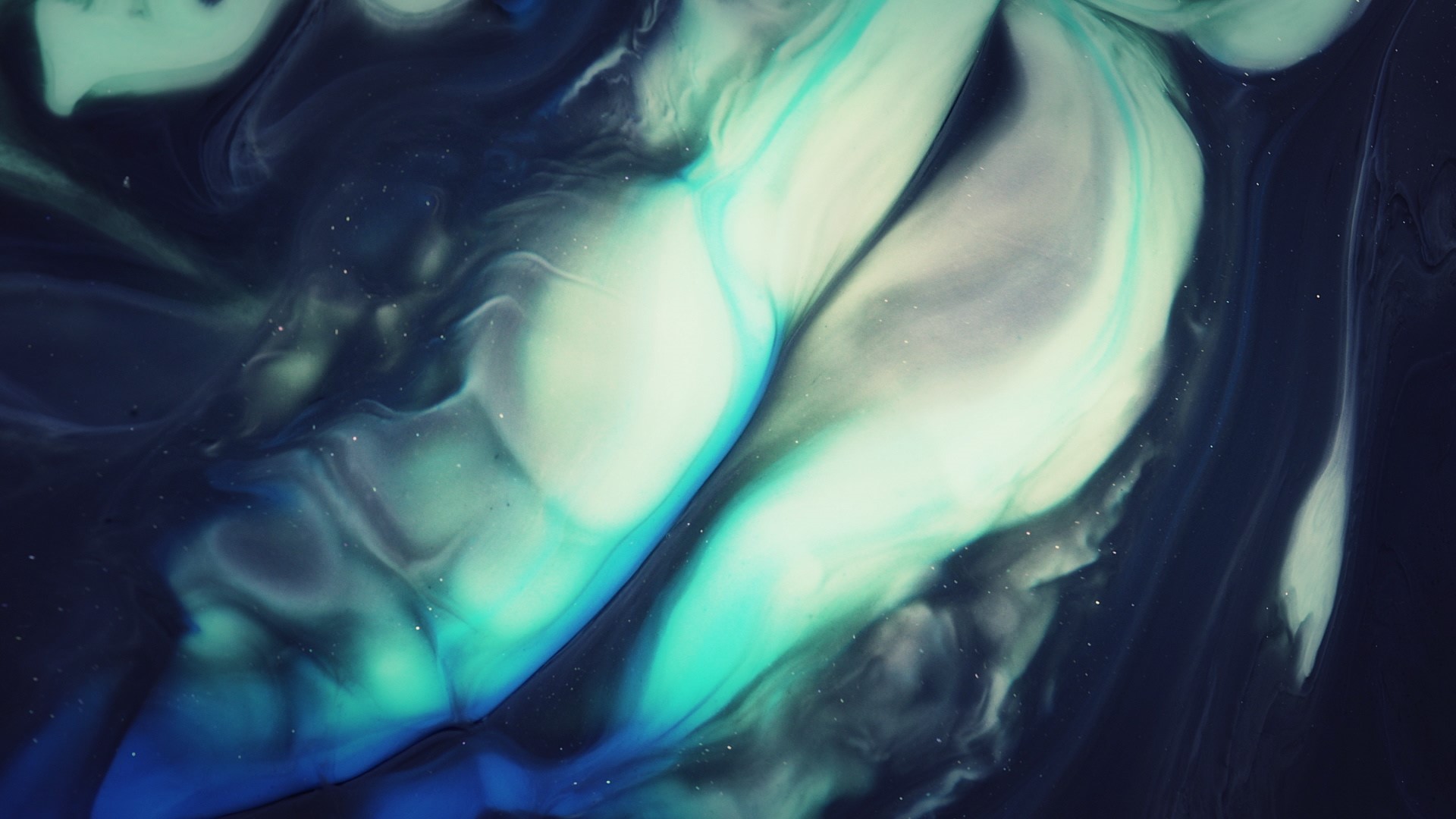 Abstract digital art with cyan and dark blue shapes HD Wallpaper