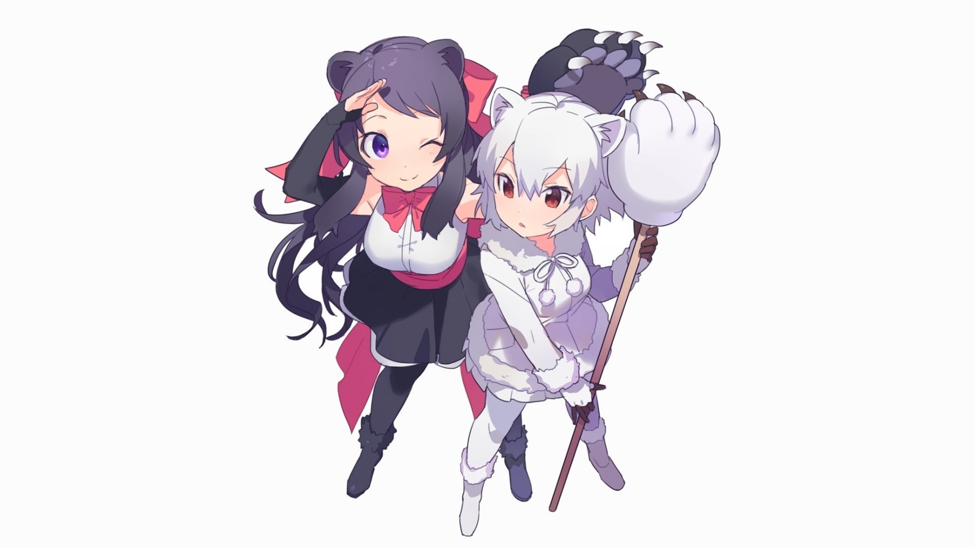 Two anime girls with bear ears HD Wallpaper