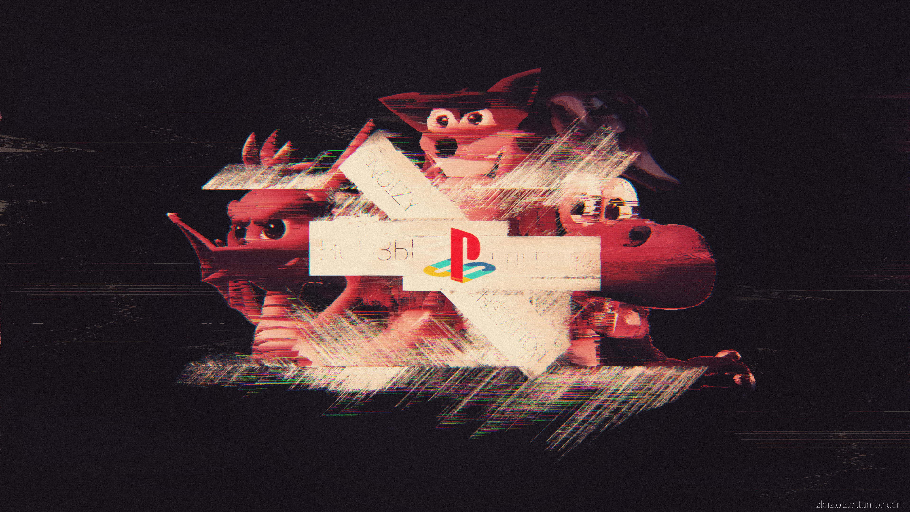Crash Bandicoot and Spyro the Dragon with PlayStation logo HD Wallpaper