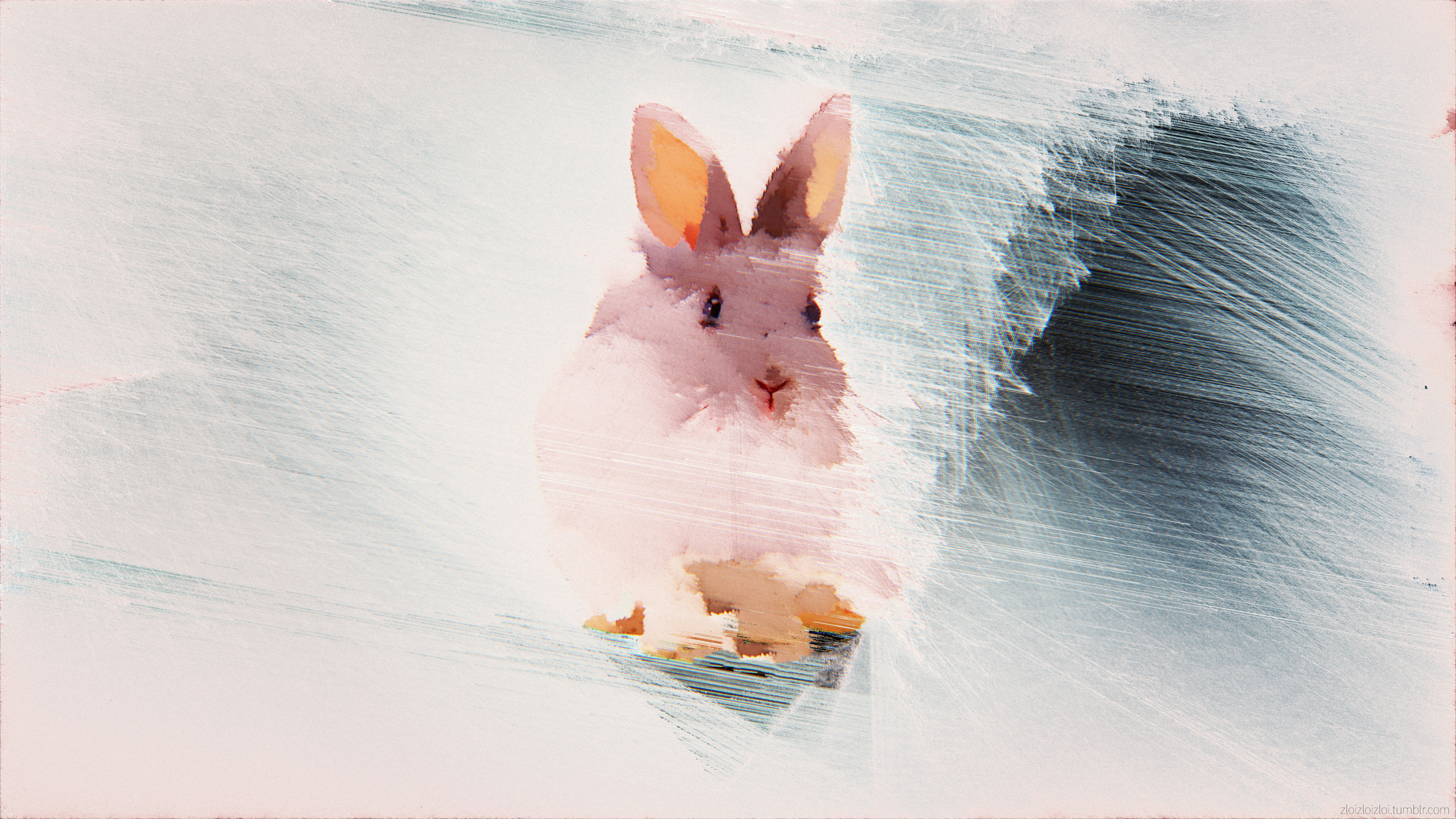 4K Glitch Art Rabbit HD Wallpaper