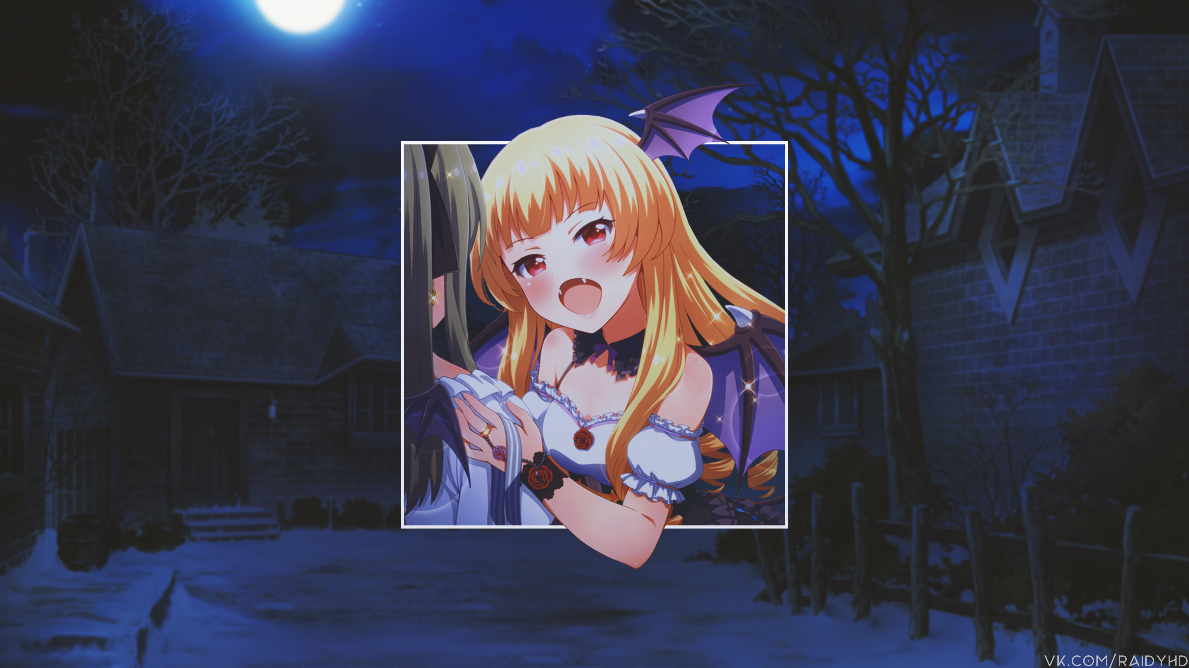 Anime girls with vampire wings HD Wallpaper