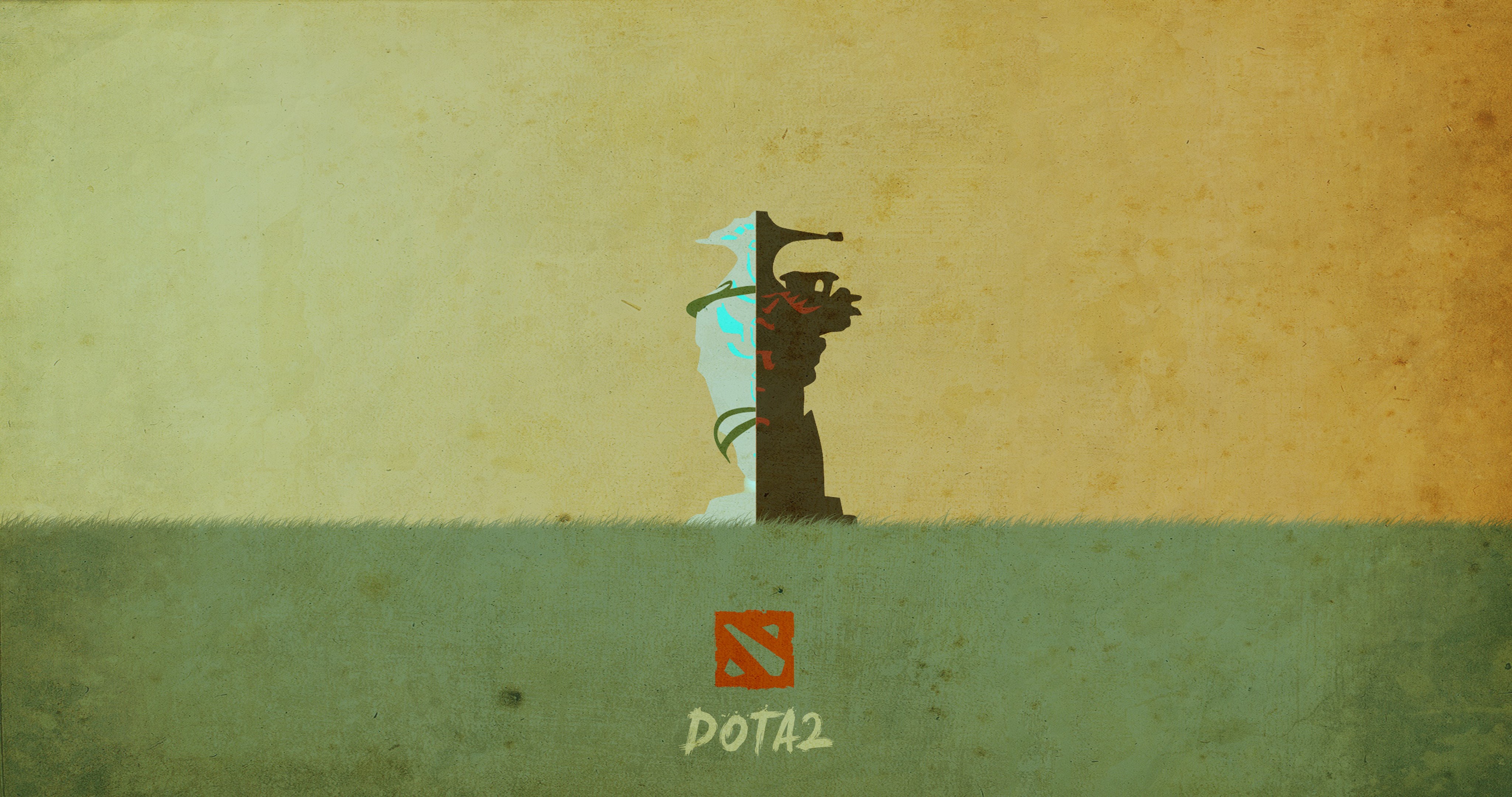 Dota 2 logo and character silhouette HD Wallpaper