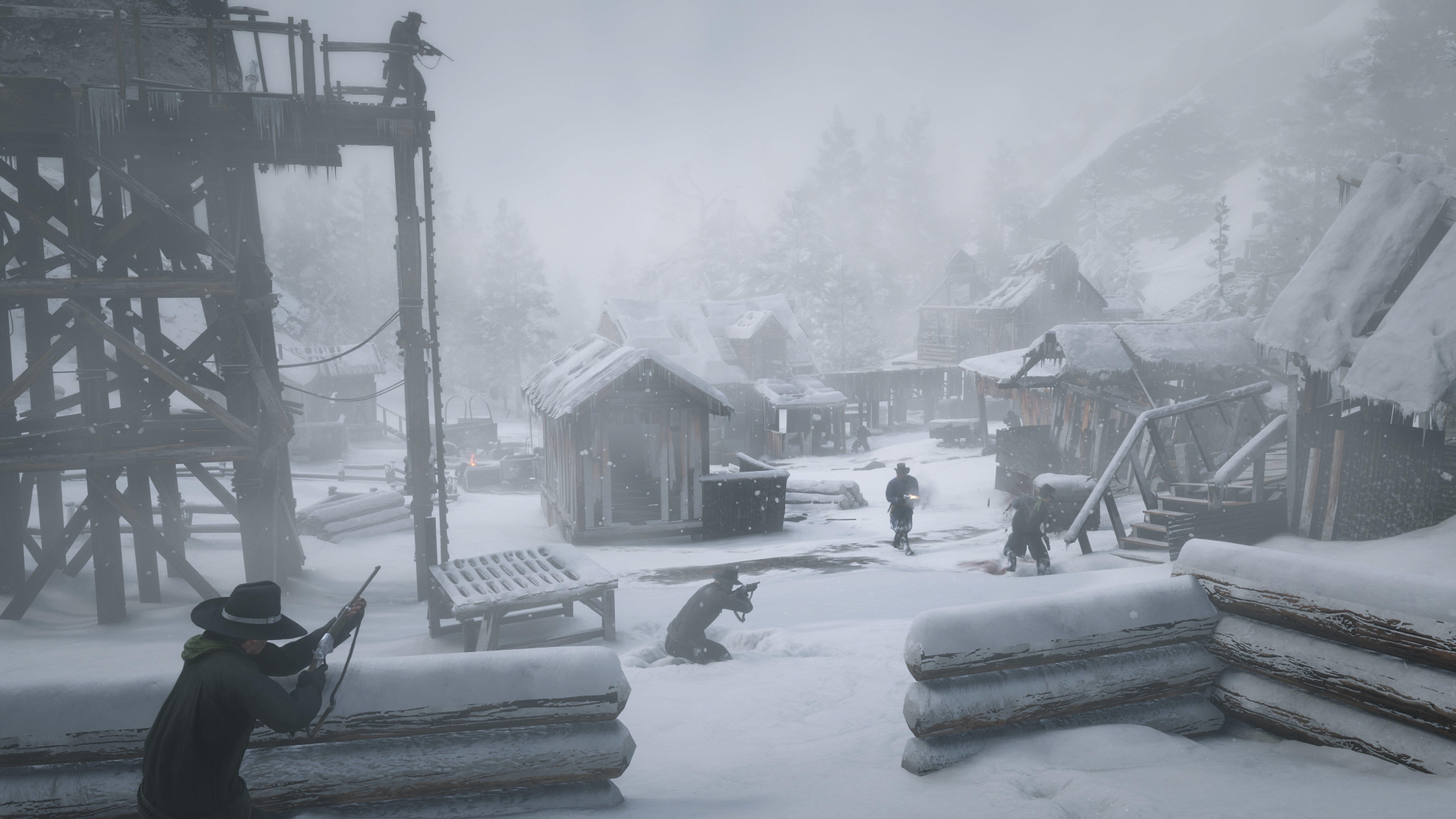 Red Dead Redemption 2: Snow Village Combat HD Wallpaper